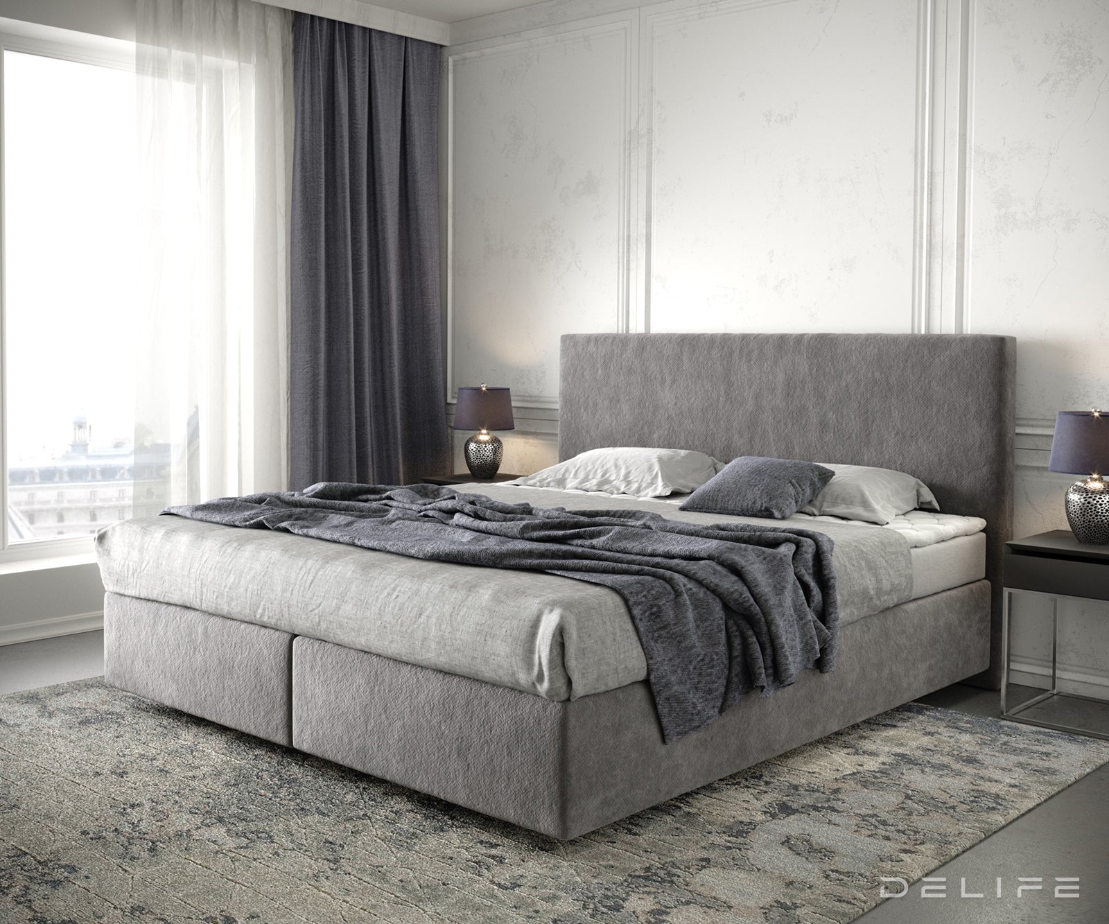 Box spring krevet Dream-Well s madracem i nadmadracem, Materijal: Mikrofibra