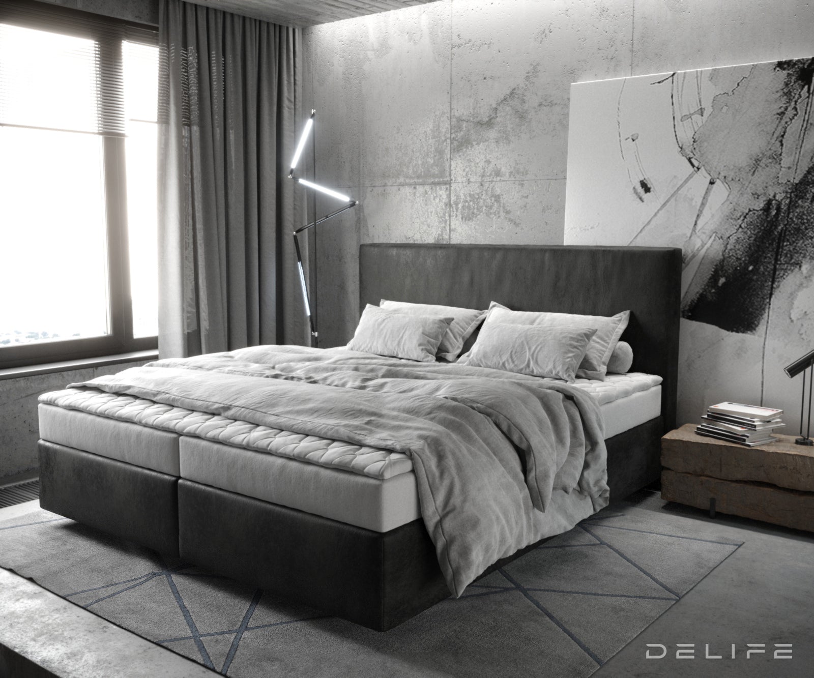 Box spring krevet Dream-Well s madracem i nadmadracem, Materijal: Mikrofibra