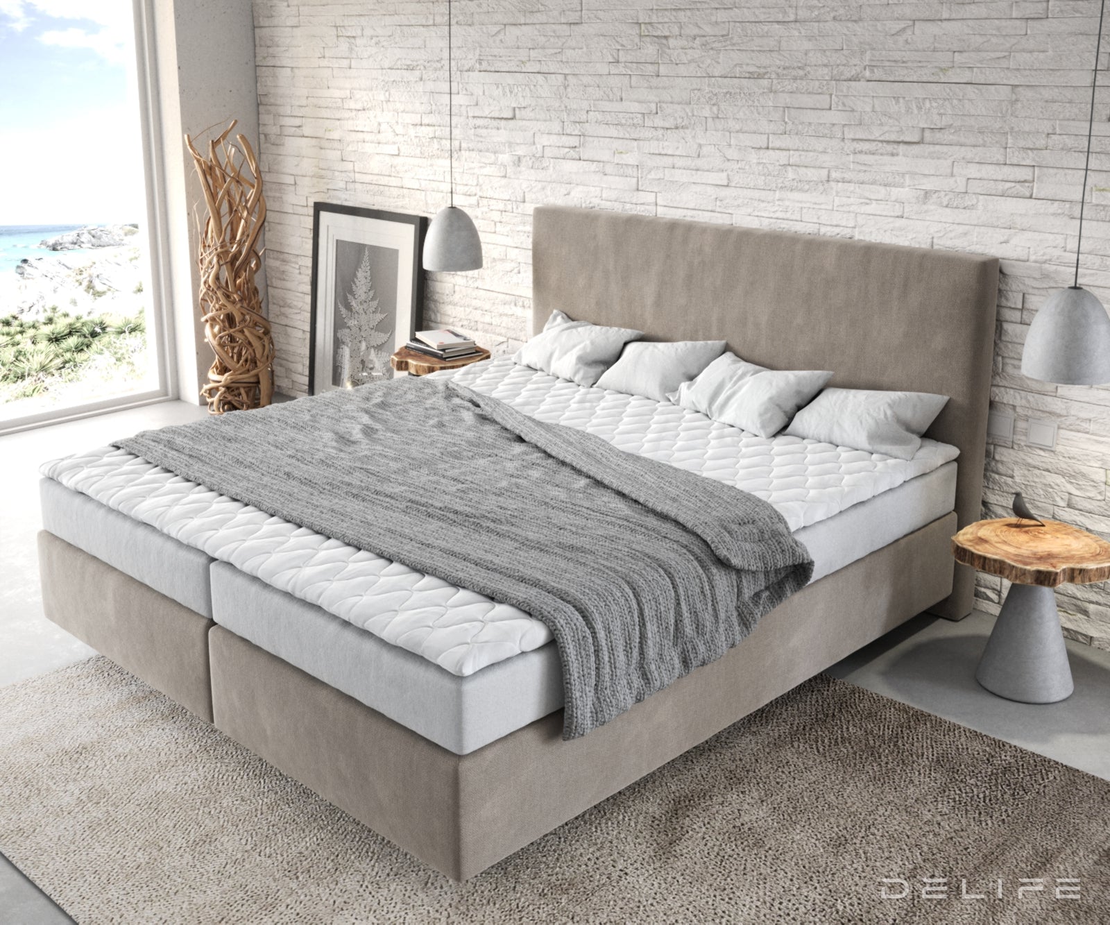 Box spring krevet Dream-Well s madracem i nadmadracem, Materijal: Mikrofibra