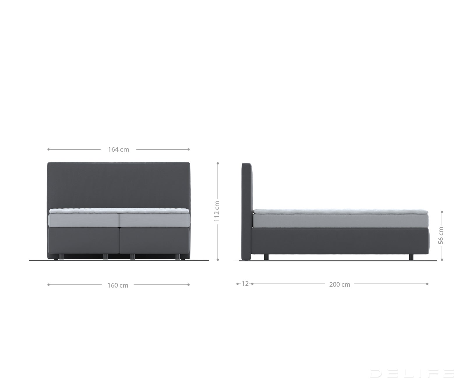 Box spring krevet Dream-Well s madracem i nadmadracem, Materijal: Mikrofibra
