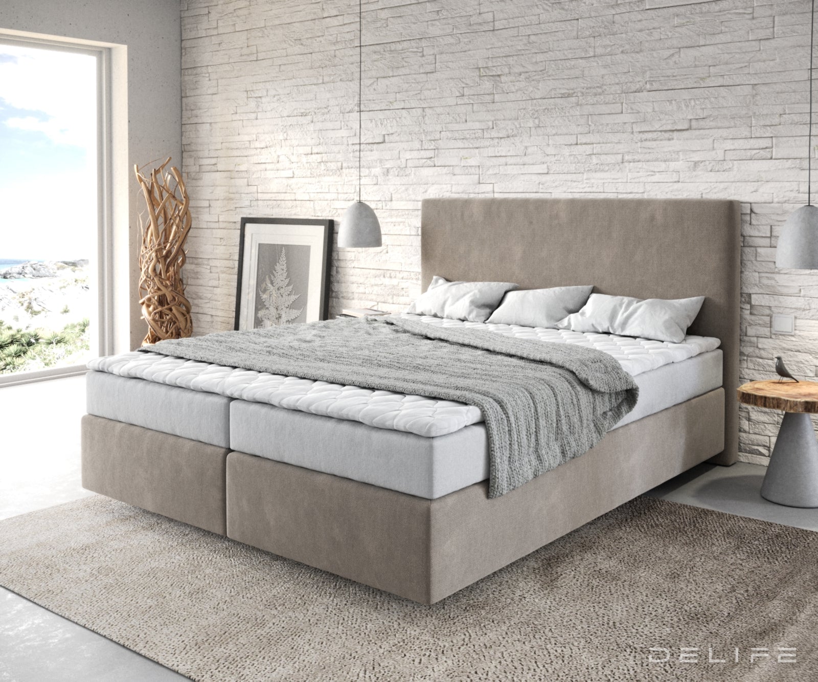 Box spring krevet Dream-Well s madracem i nadmadracem, Materijal: Mikrofibra