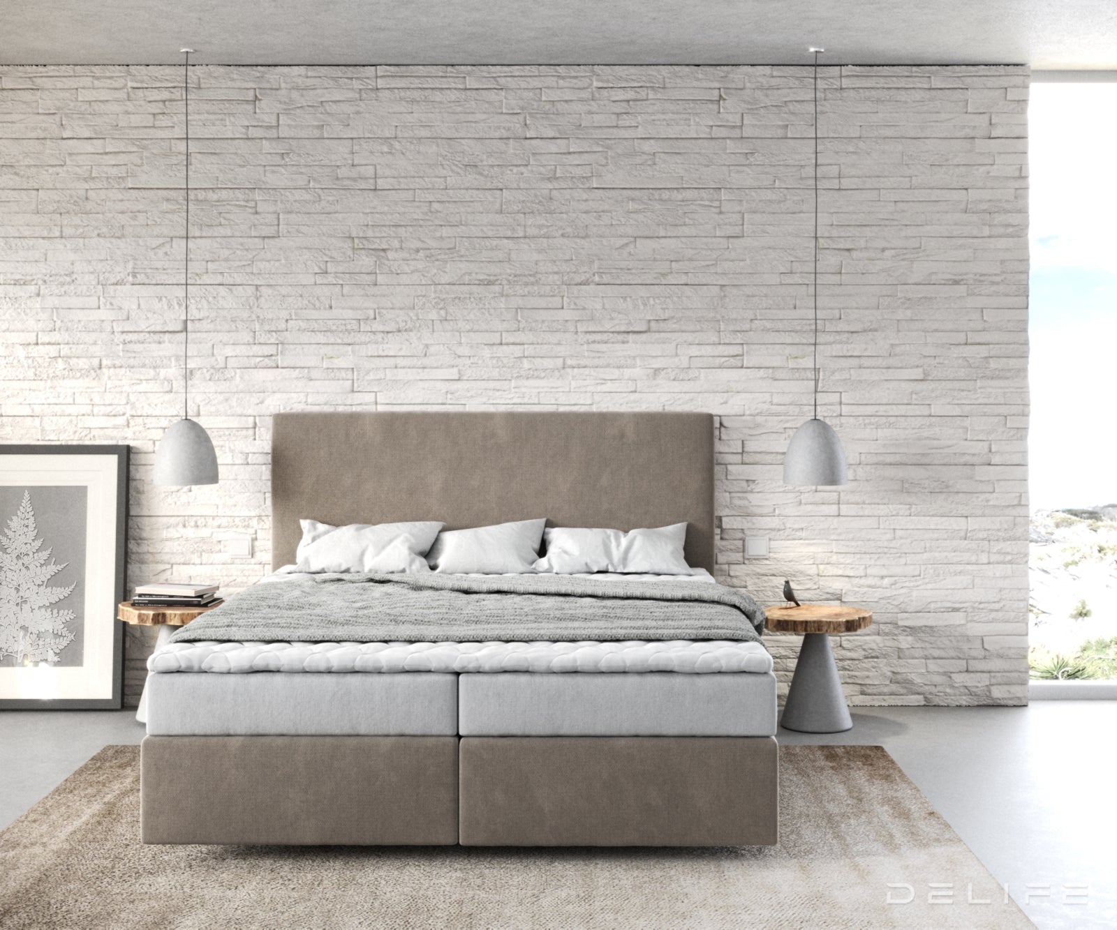 Box spring krevet Dream-Well s madracem i nadmadracem, Materijal: Mikrofibra