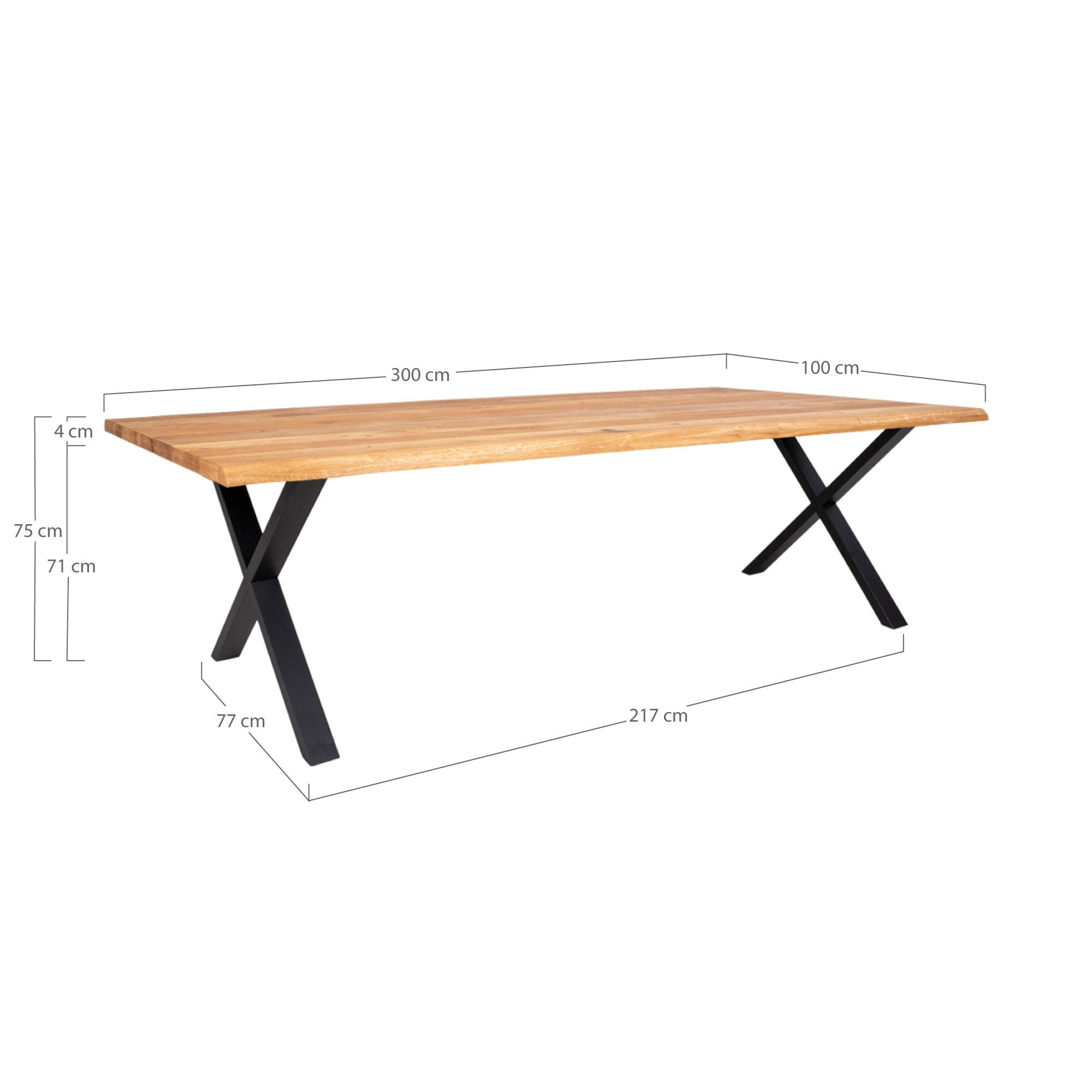 Fiksni stol Toulon 100x300x75cm, Materijal: Hrast