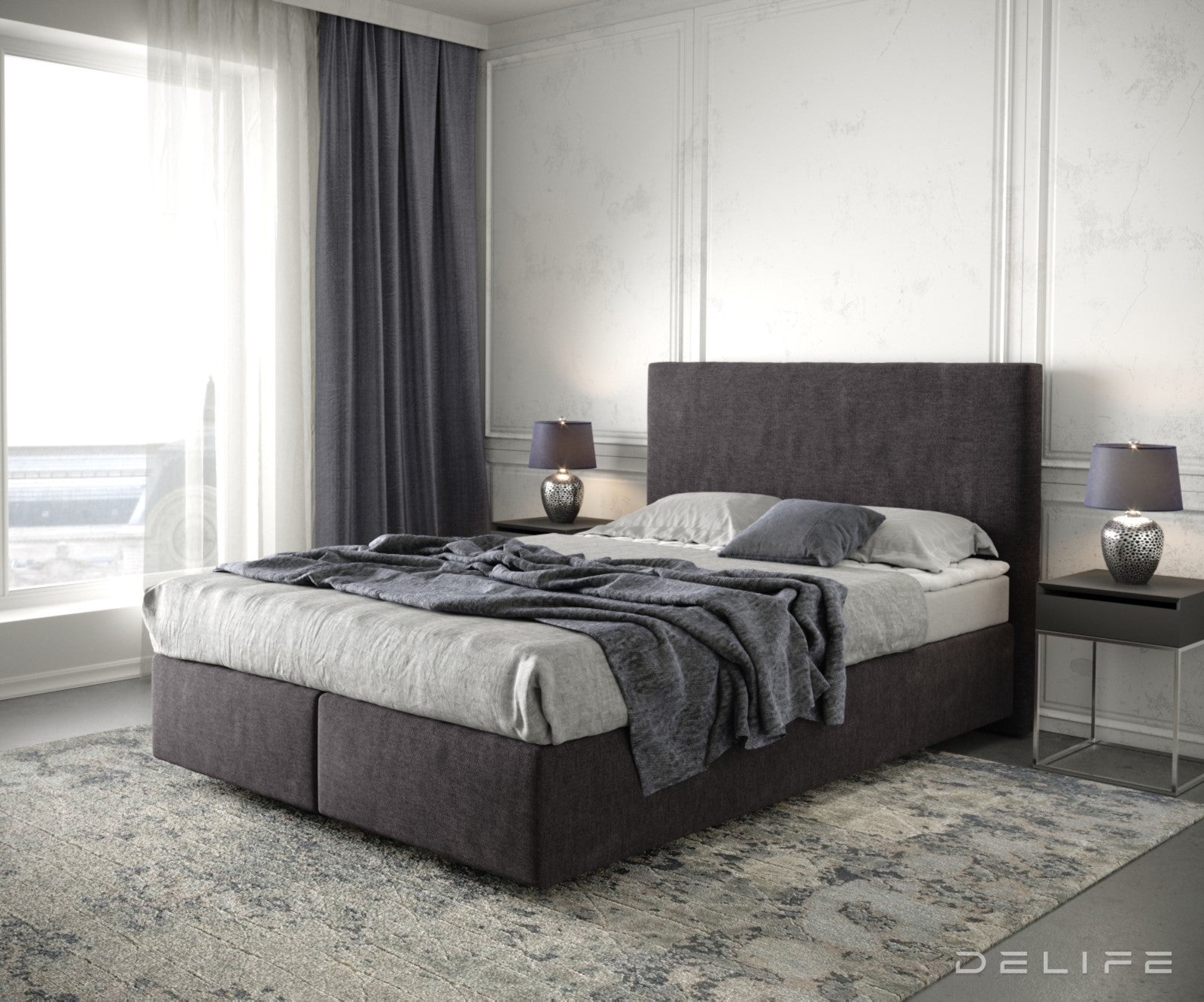 Box spring krevet Dream-Well s madracem i nadmadracem, Materijal: Mikrofibra