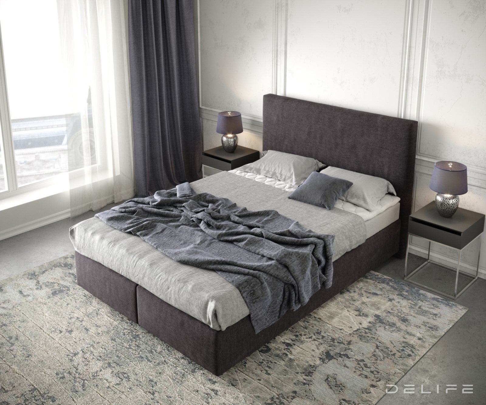 Box spring krevet Dream-Well s madracem i nadmadracem, Materijal: Mikrofibra