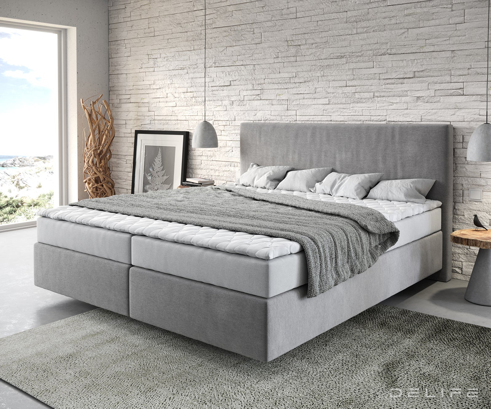Box spring krevet Dream-Well s madracem i nadmadracem, Materijal: Mikrofibra