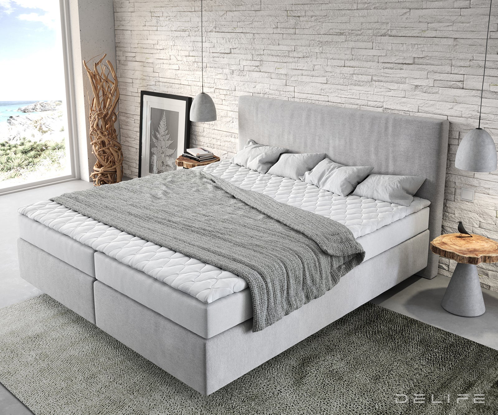 Box spring krevet Dream-Well s madracem i nadmadracem, Materijal: Mikrofibra