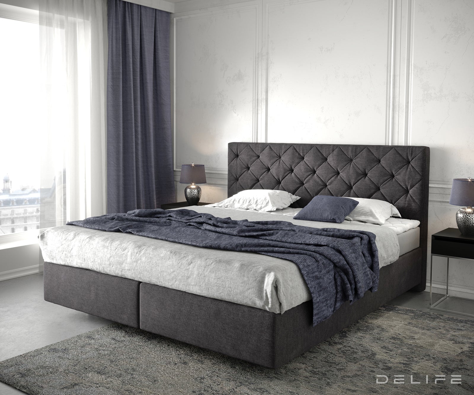 Box spring krevet Dream-Great s madracem i nadmadracem, Materijal: Mikrofibra