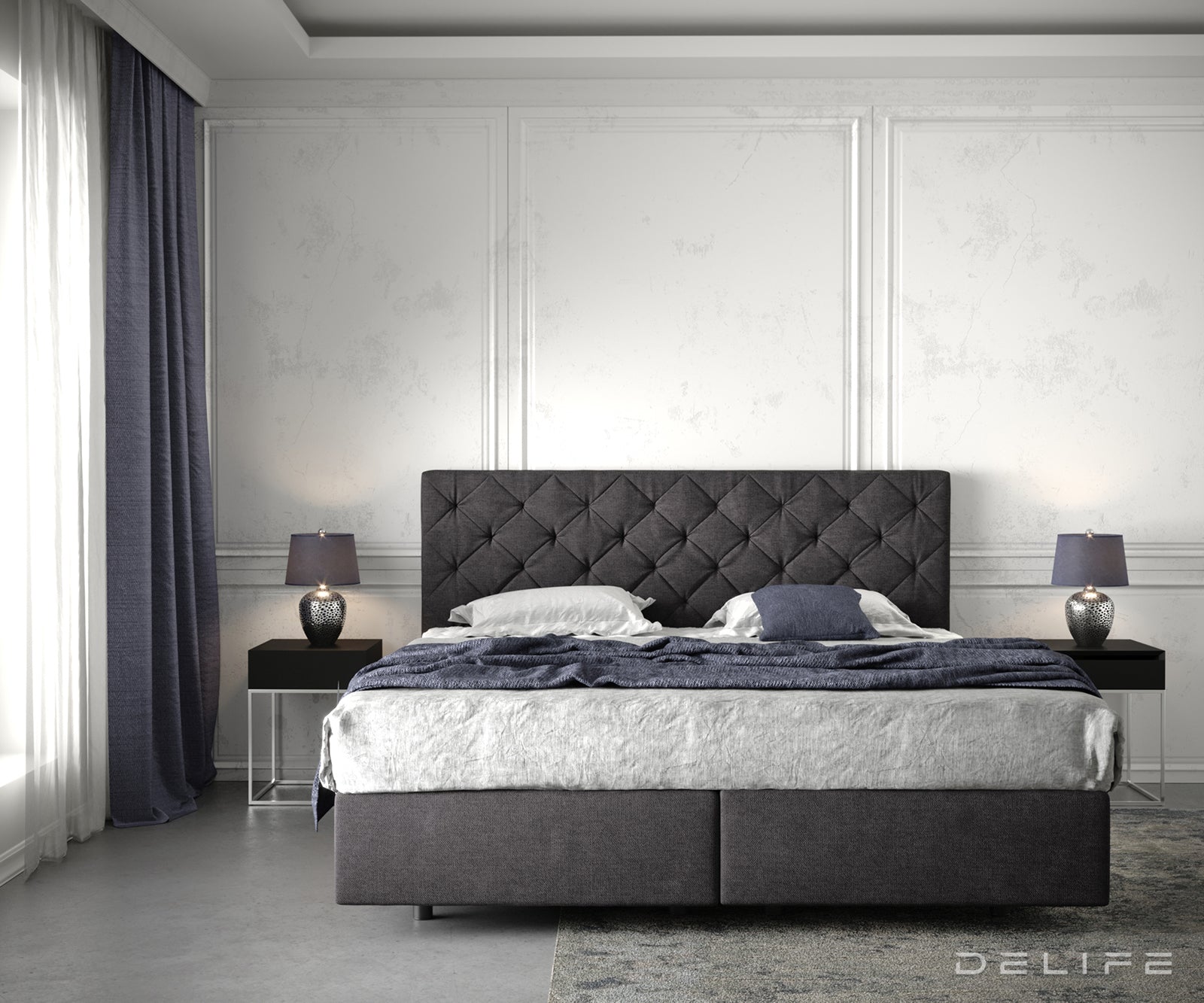 Box spring krevet Dream-Great s madracem i nadmadracem, Materijal: Mikrofibra