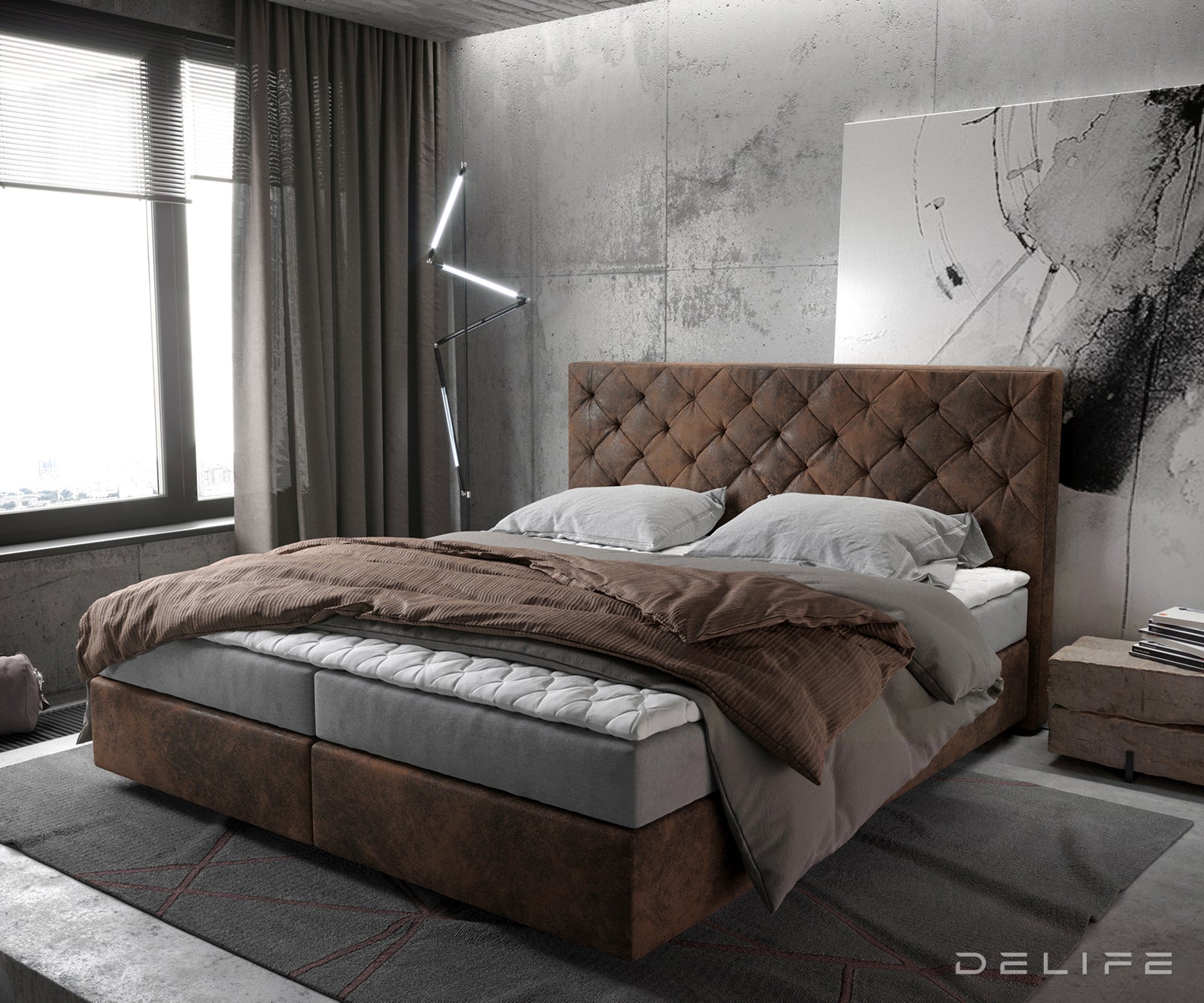 Box spring krevet Dream-Great s madracem i nadmadracem, Materijal: Mikrofibra