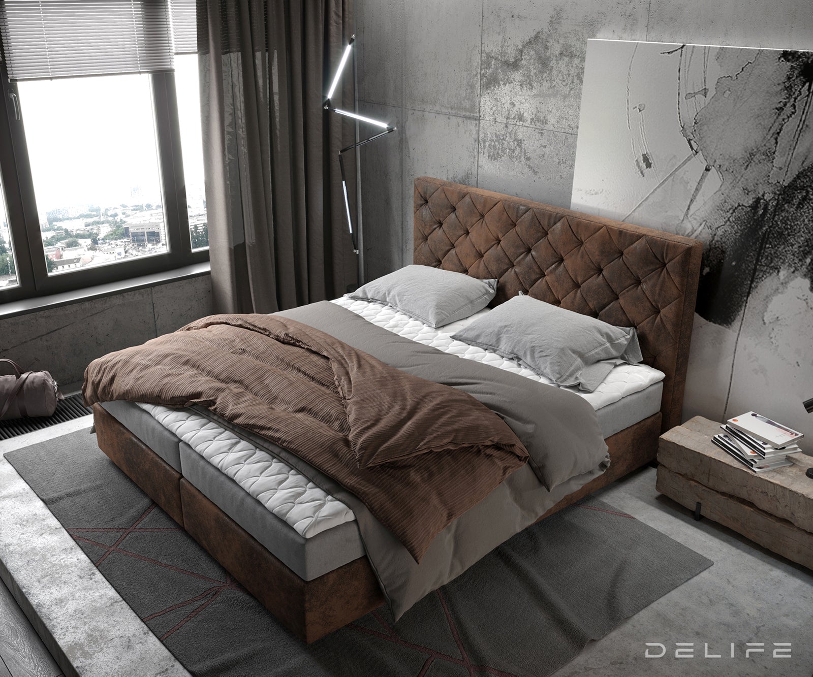 Box spring krevet Dream-Great s madracem i nadmadracem, Materijal: Mikrofibra