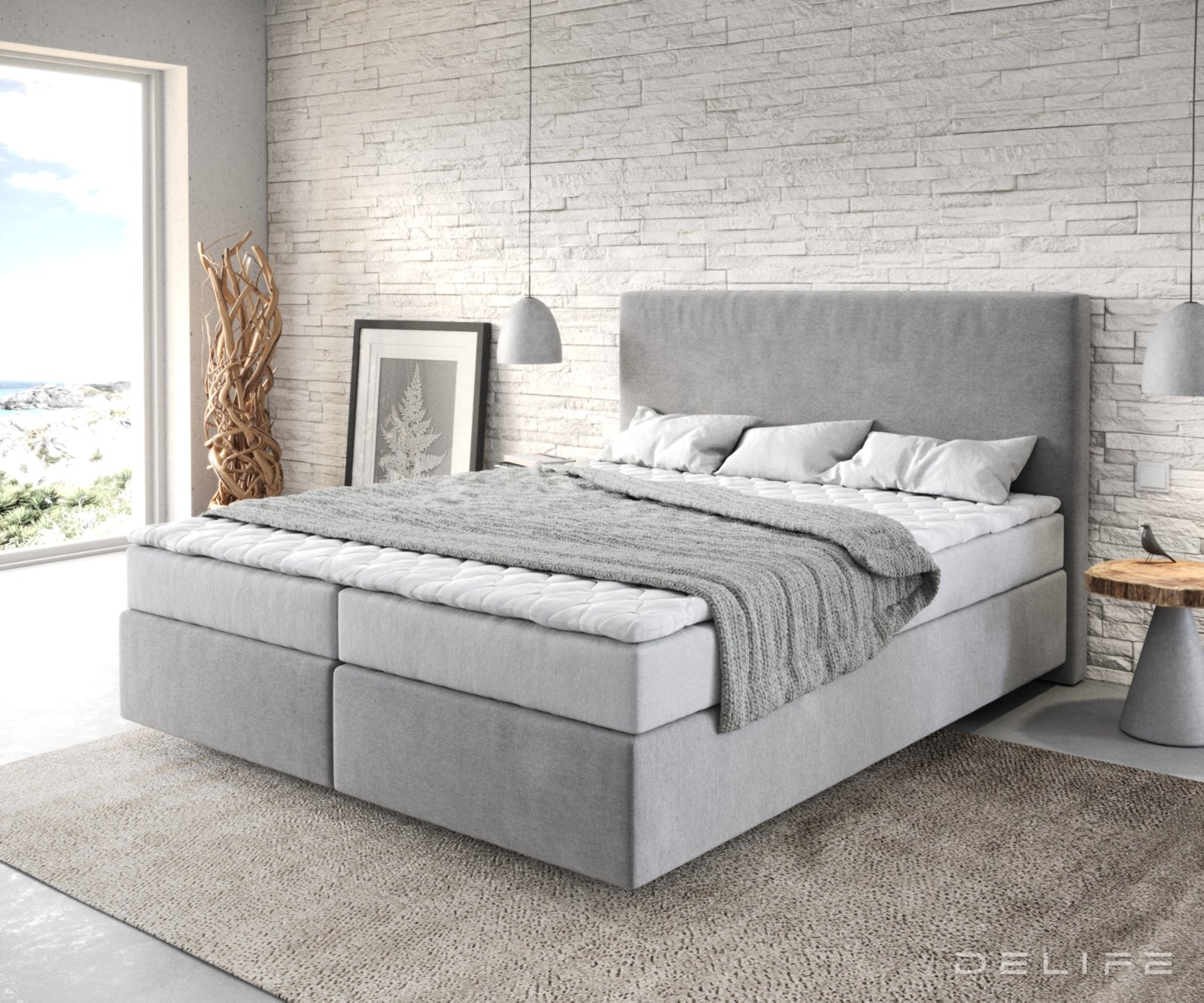 Box spring krevet Dream-Well s madracem i nadmadracem, Materijal: Mikrofibra