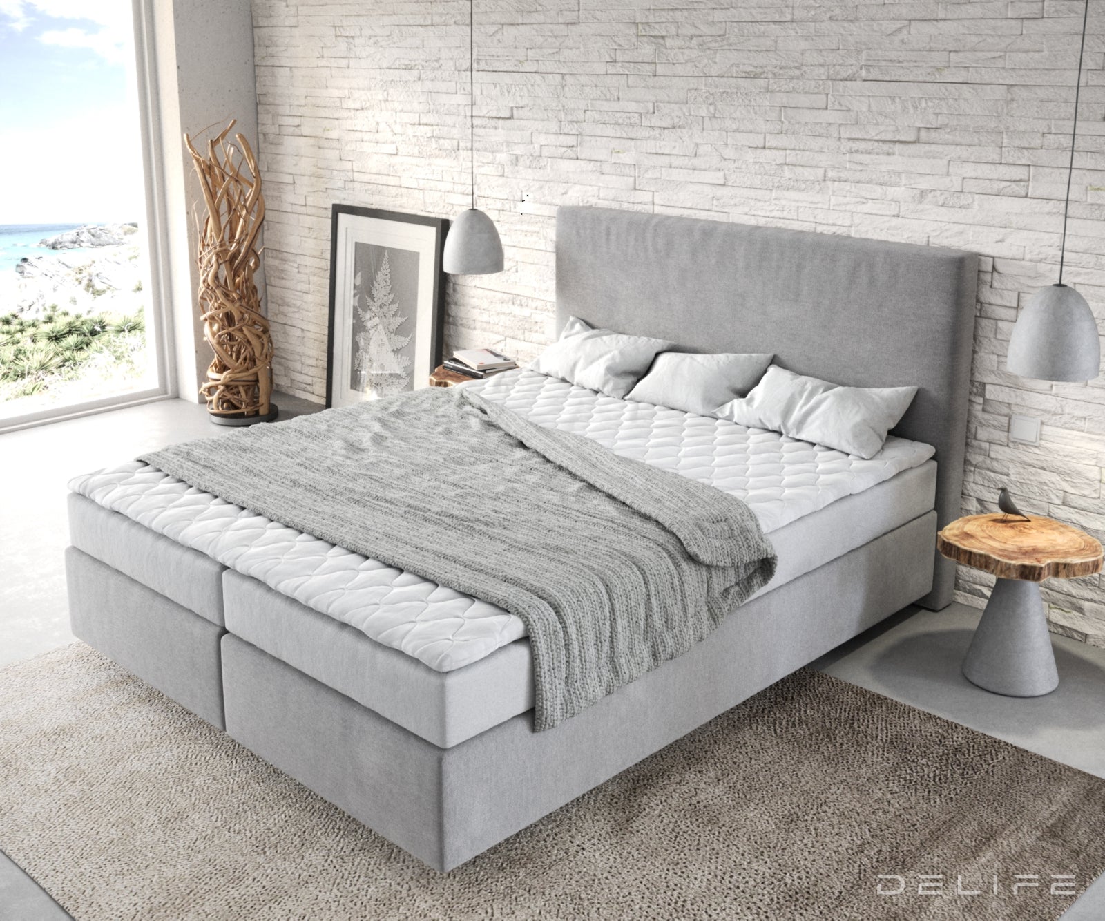 Box spring krevet Dream-Well s madracem i nadmadracem, Materijal: Mikrofibra