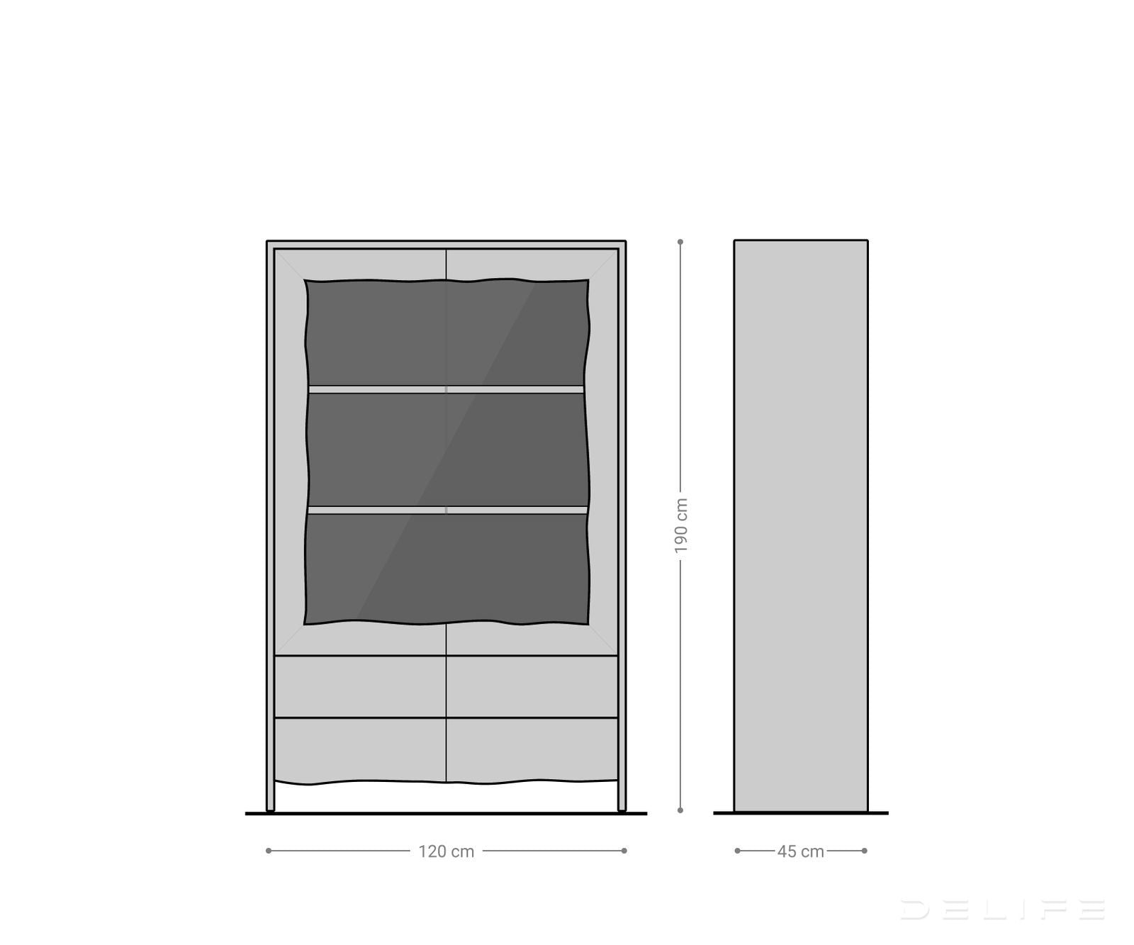 Vitrina Live-Edge 120x190cm, Materijal: Bagrem
