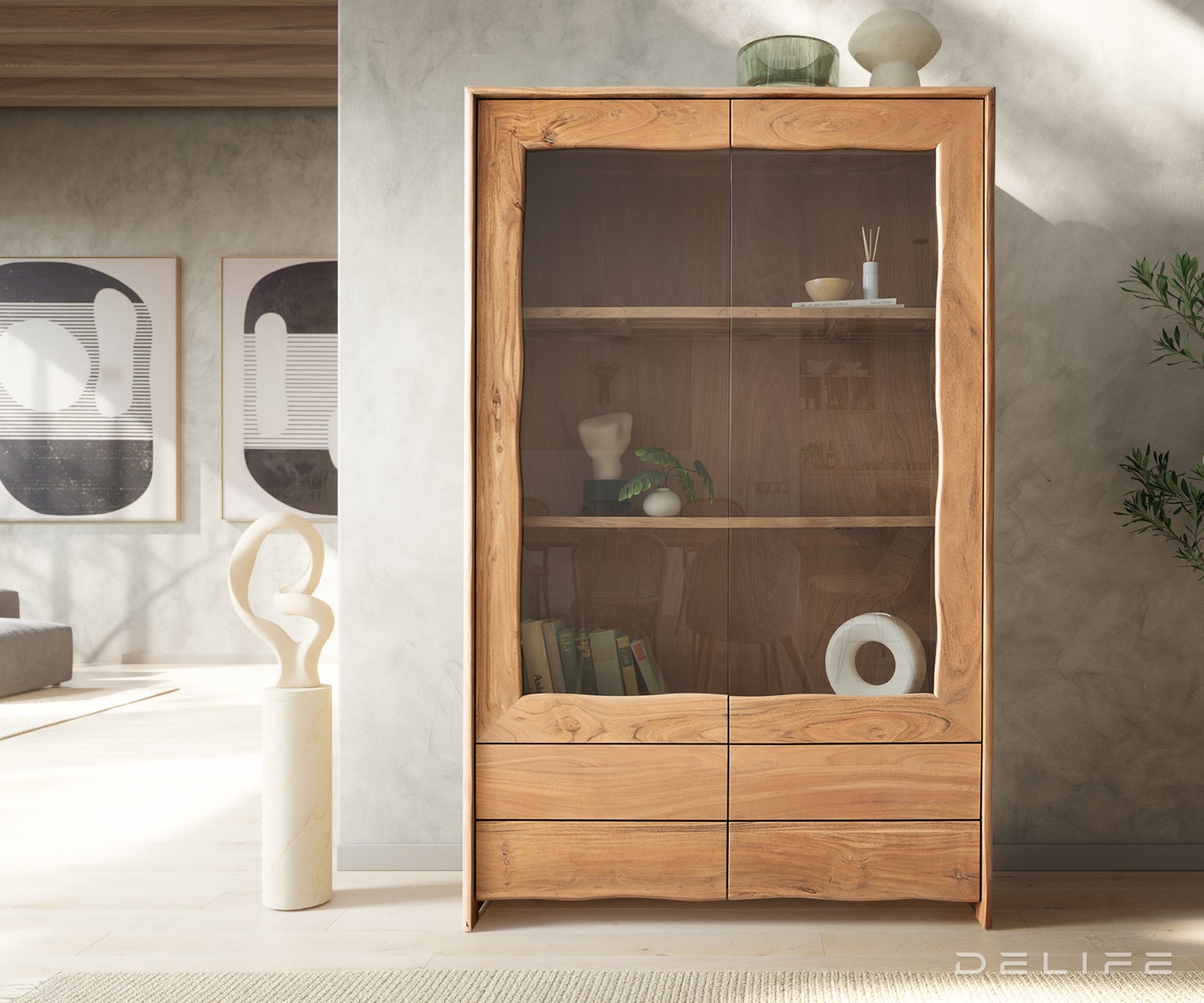 Vitrina Live-Edge 120x190cm, Materijal: Bagrem