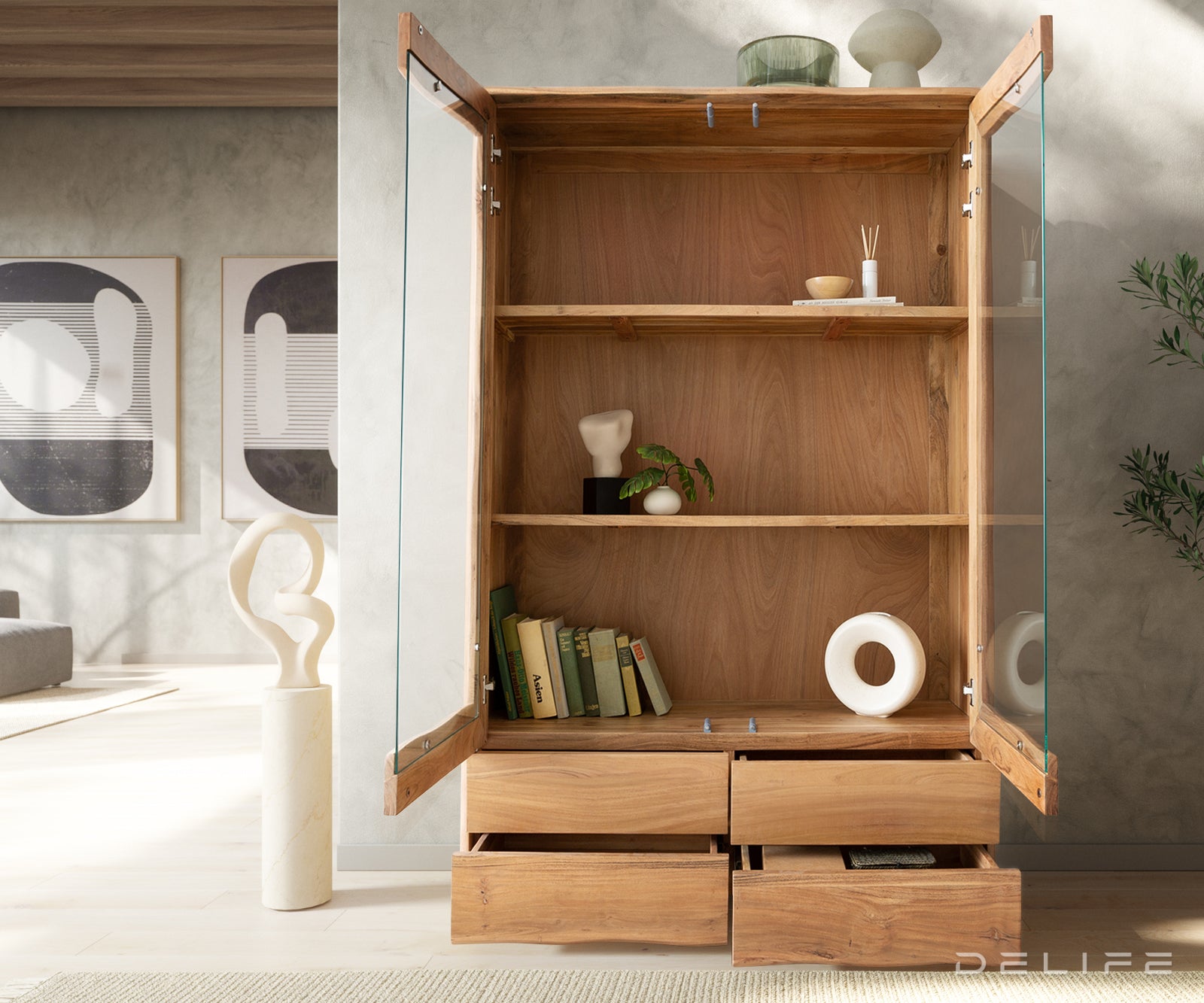 Vitrina Live-Edge 120x190cm, Materijal: Bagrem