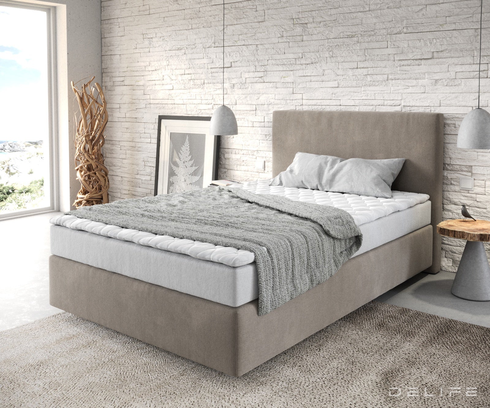 Box spring krevet Dream-Well s madracem i nadmadracem, Materijal: Mikrofibra