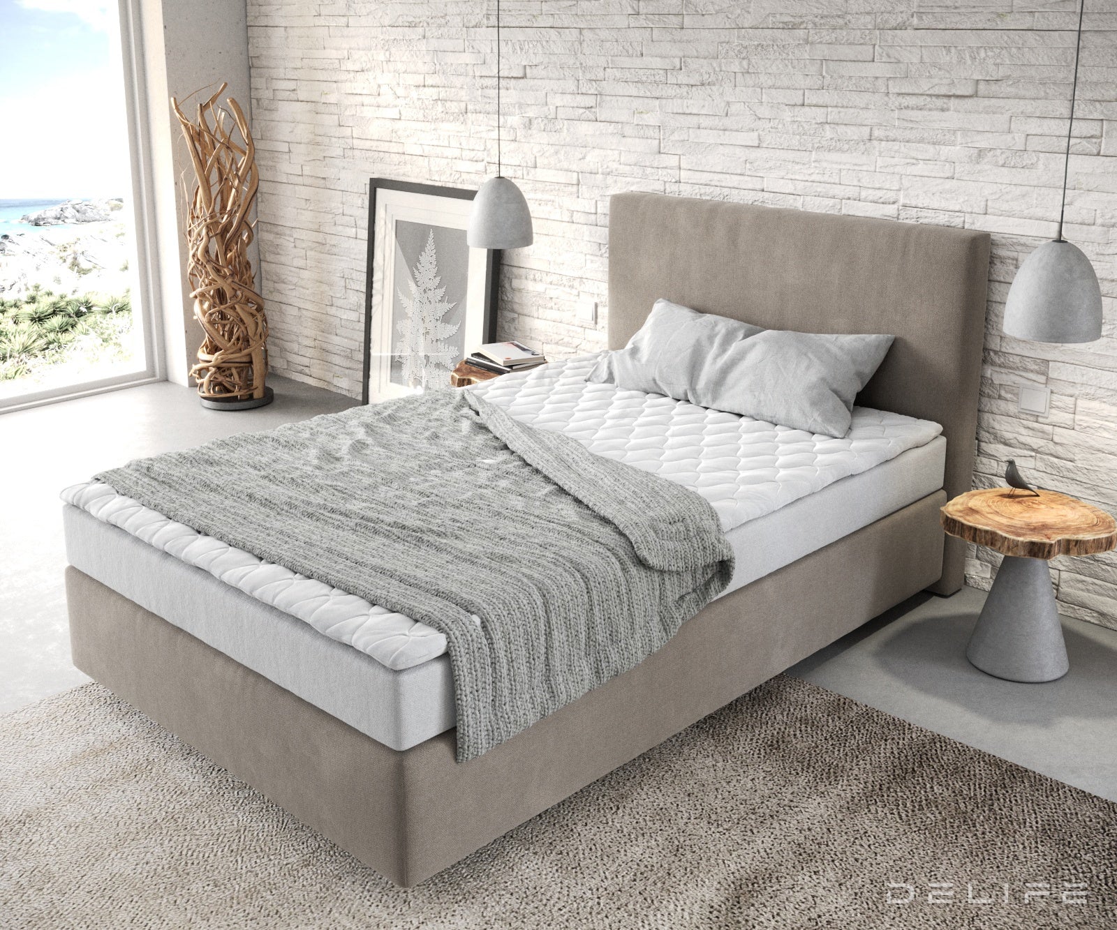 Box spring krevet Dream-Well s madracem i nadmadracem, Materijal: Mikrofibra