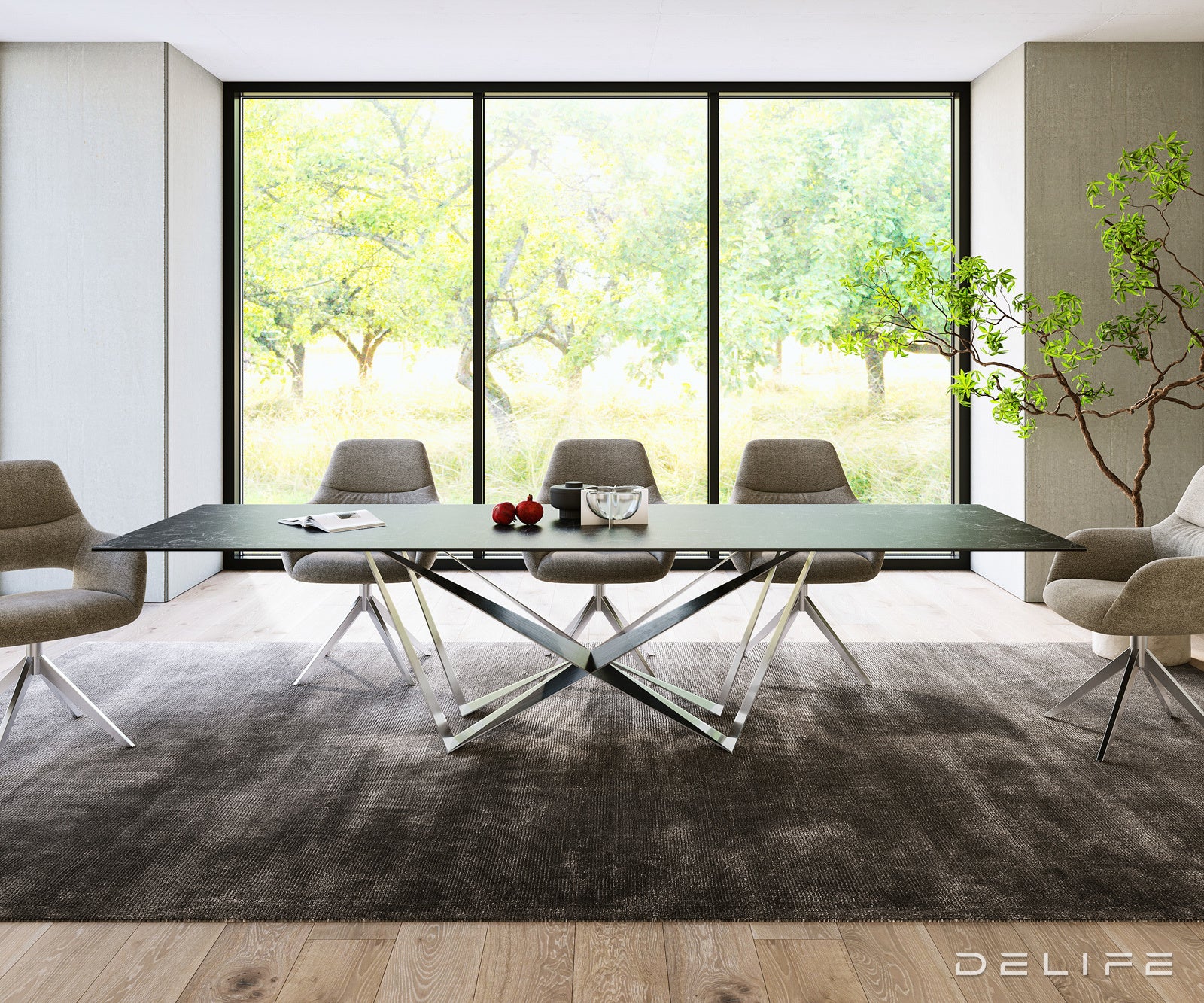 Blagovaonski stol Edge 300x100cm, Materijal: Keramika Laminam Nero Greco