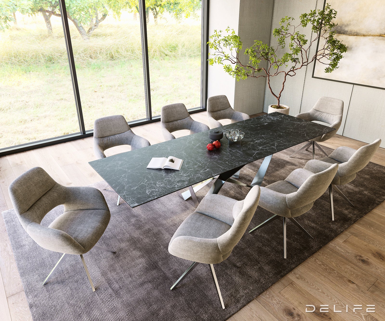 Blagovaonski stol Edge 300x100cm, Materijal: Keramika Laminam Nero Greco