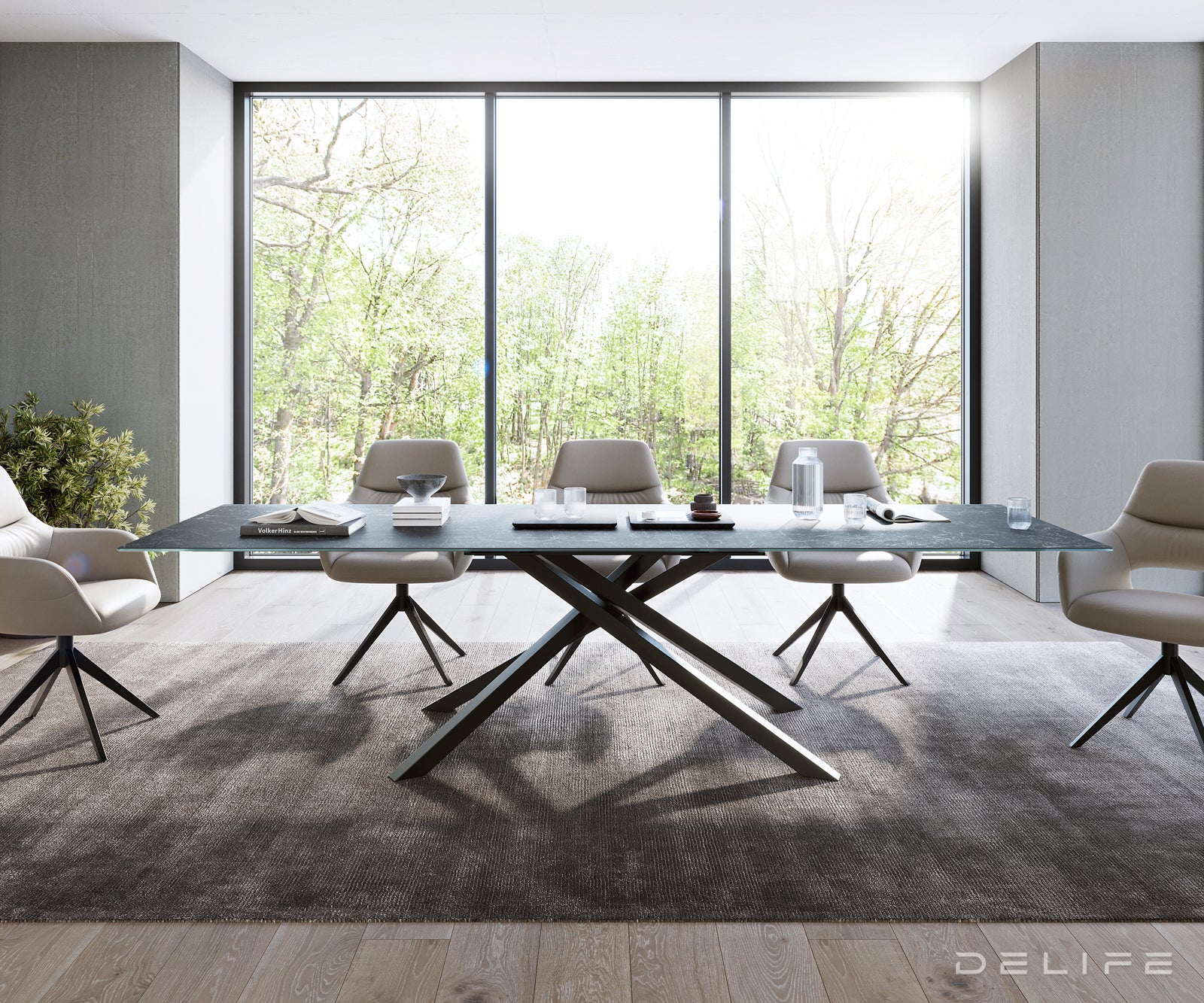 Blagovaonski stol Edge 300x100cm, Materijal: Keramika Laminam Nero Greco