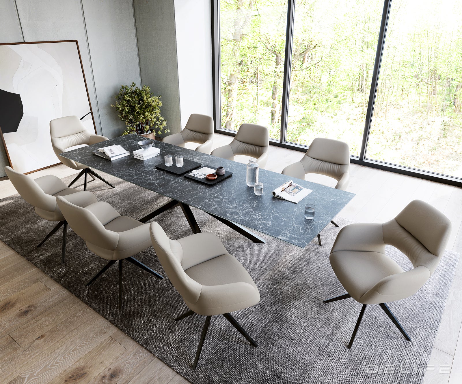 Blagovaonski stol Edge 300x100cm, Materijal: Keramika Laminam Nero Greco