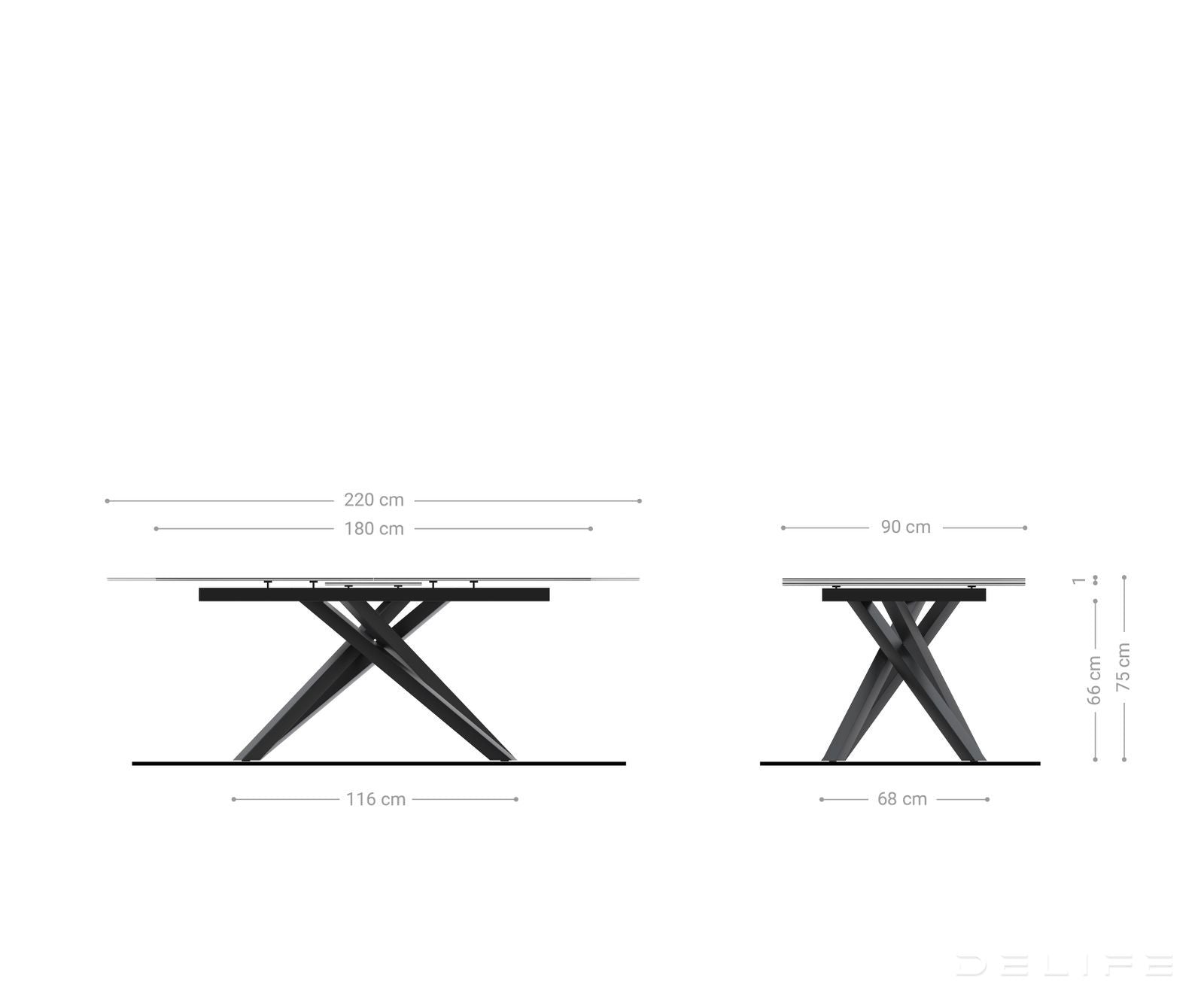Produljivi stol Edge 180/220x100cm, Materijal: Keramika