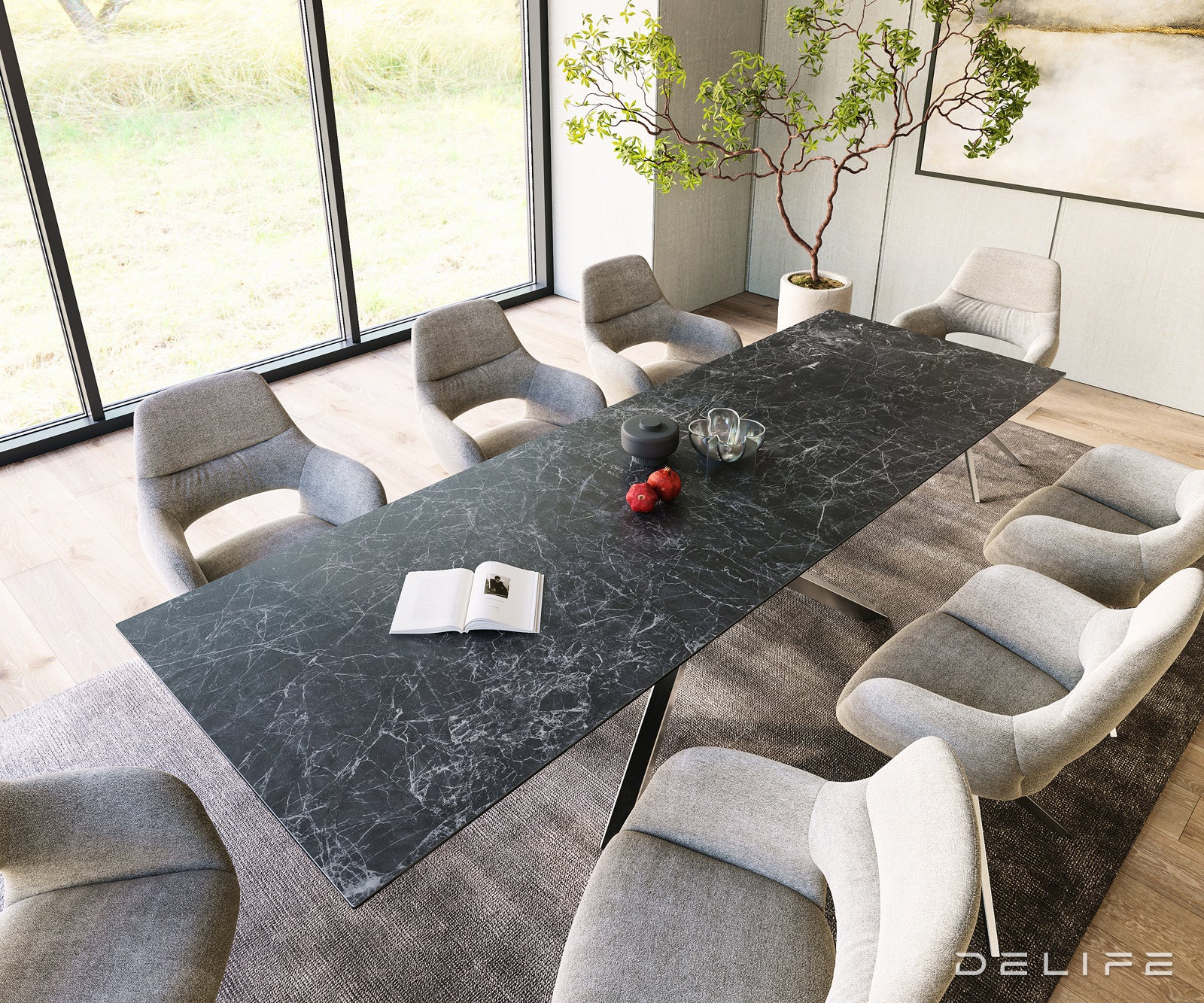 Blagovaonski stol Edge 300x100cm, Materijal: Keramika Laminam Nero Greco