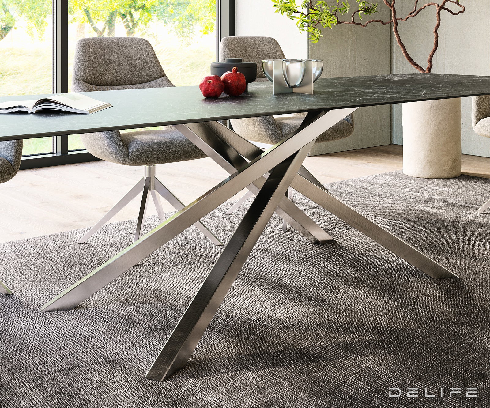 Blagovaonski stol Edge 300x100cm, Materijal: Keramika Laminam Nero Greco
