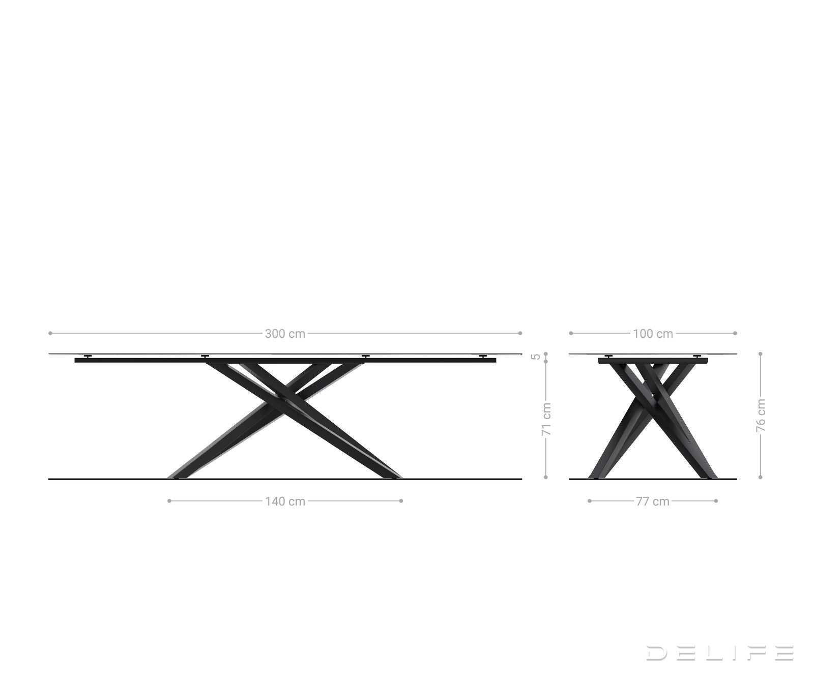 Blagovaonski stol Edge 300x100cm, Materijal: Keramika Laminam Nero Greco