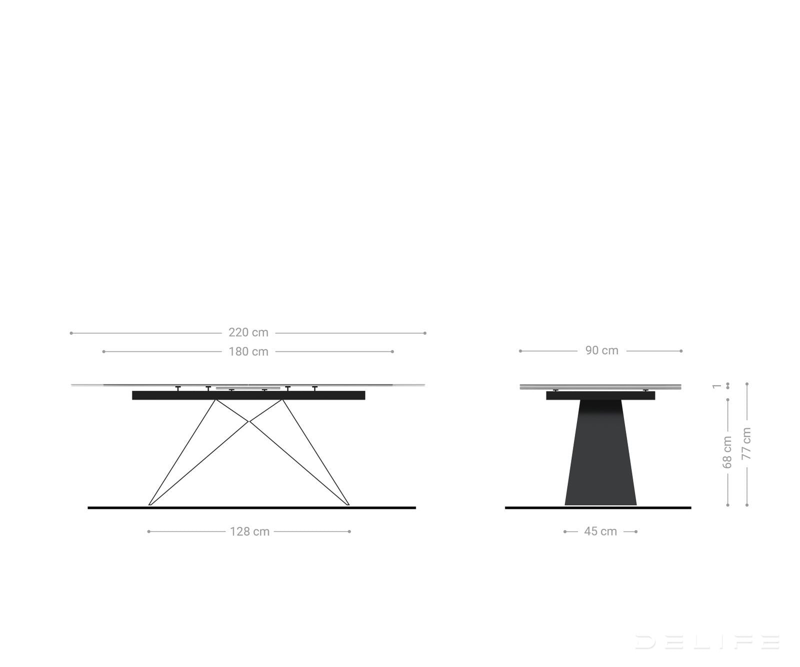Produljivi stol Edge 180/220x100cm, Materijal: Keramika