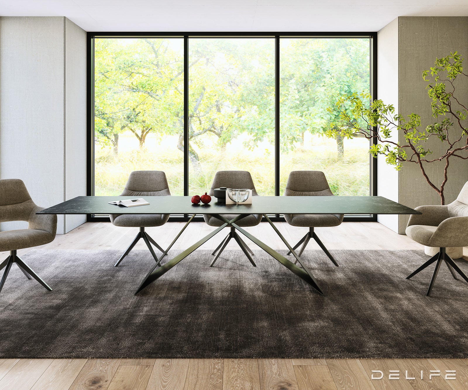Blagovaonski stol Edge 300x100cm, Materijal: Keramika Laminam Nero Greco
