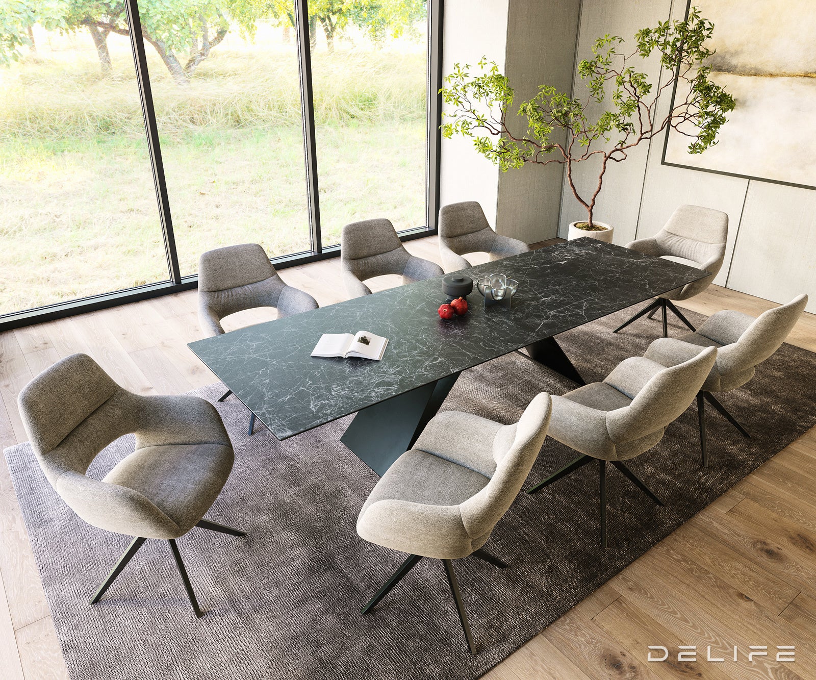 Blagovaonski stol Edge 300x100cm, Materijal: Keramika Laminam Nero Greco