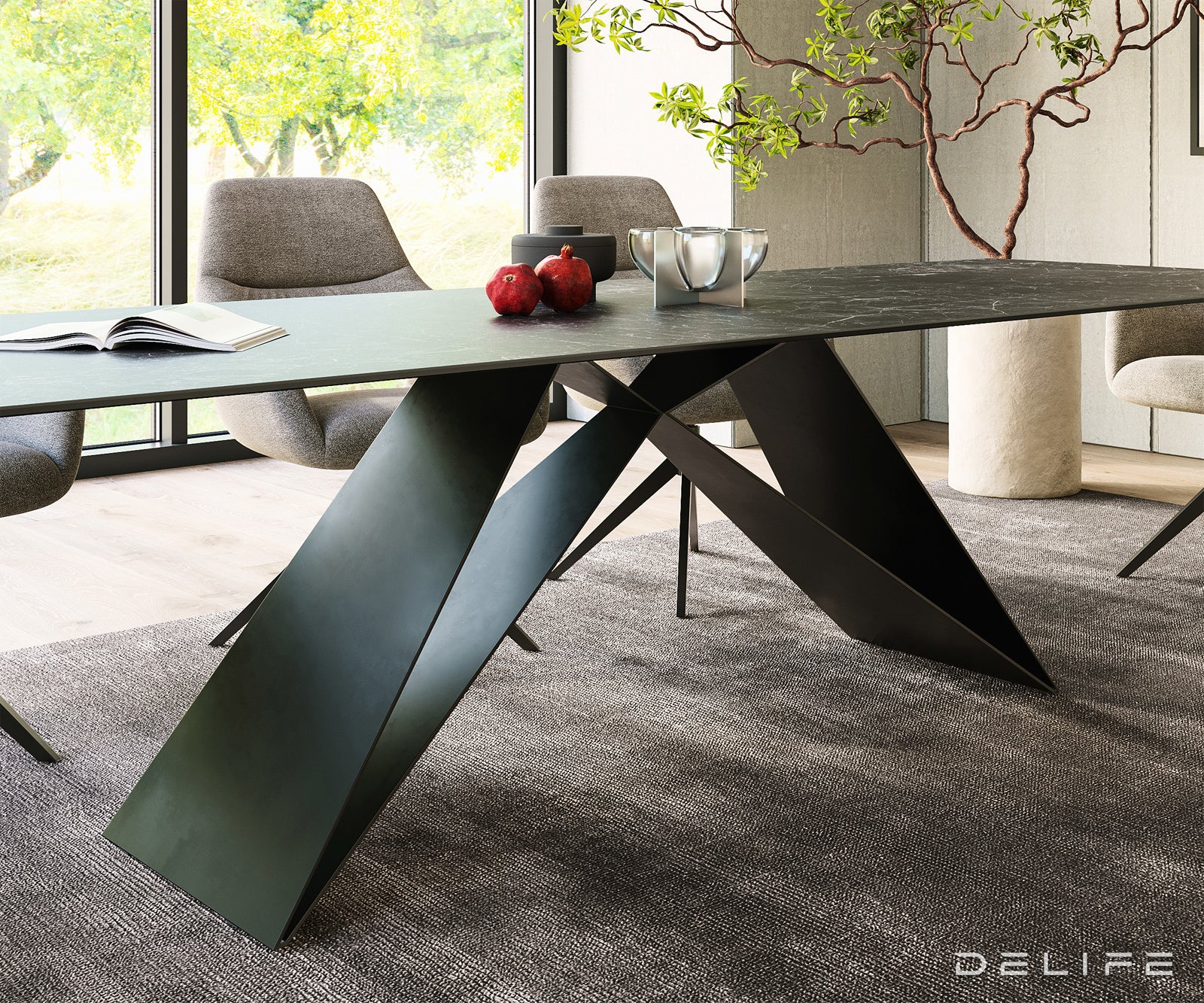 Blagovaonski stol Edge 300x100cm, Materijal: Keramika Laminam Nero Greco