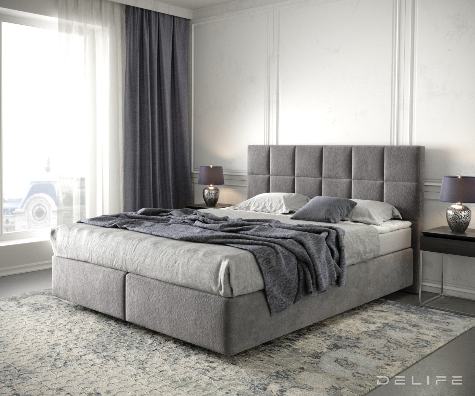 Box spring krevet Dream-Fine s madracem i nadmadracem, Materijal: Mikrofibra