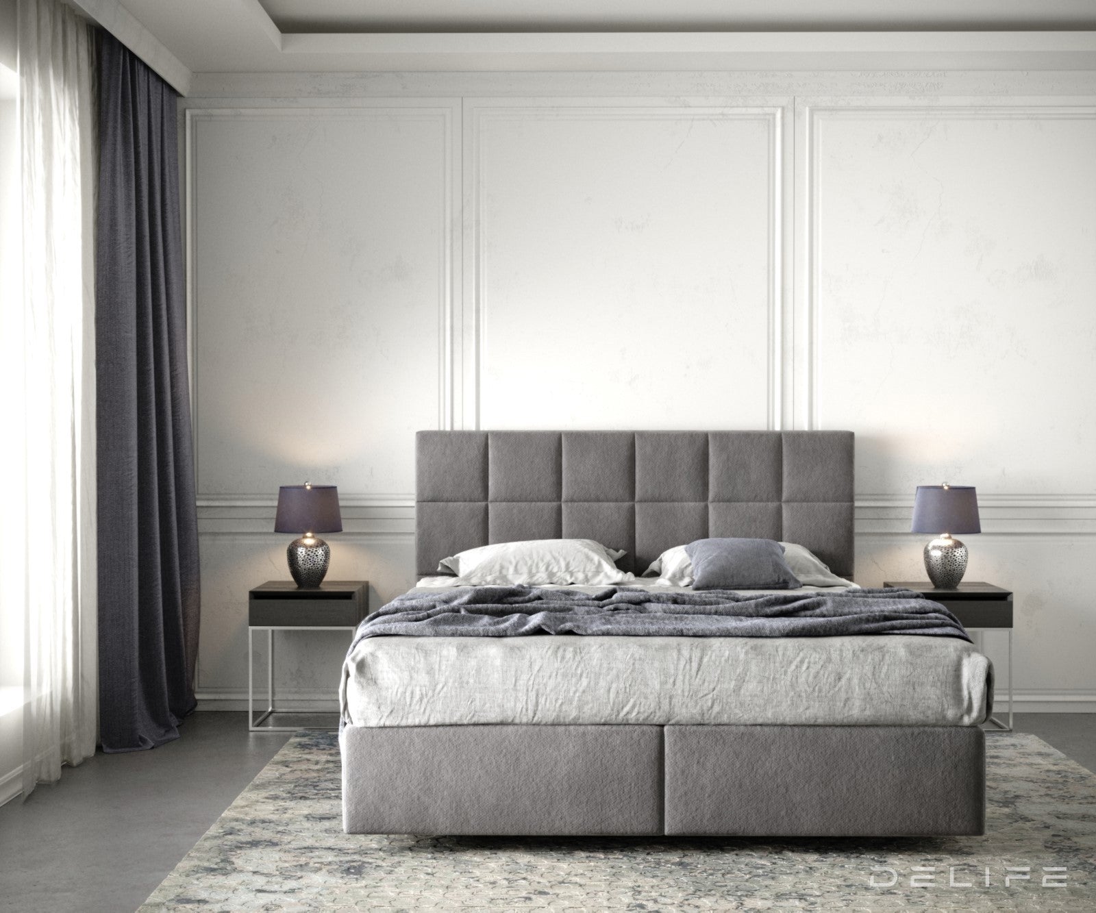 Box spring krevet Dream-Fine s madracem i nadmadracem, Materijal: Mikrofibra