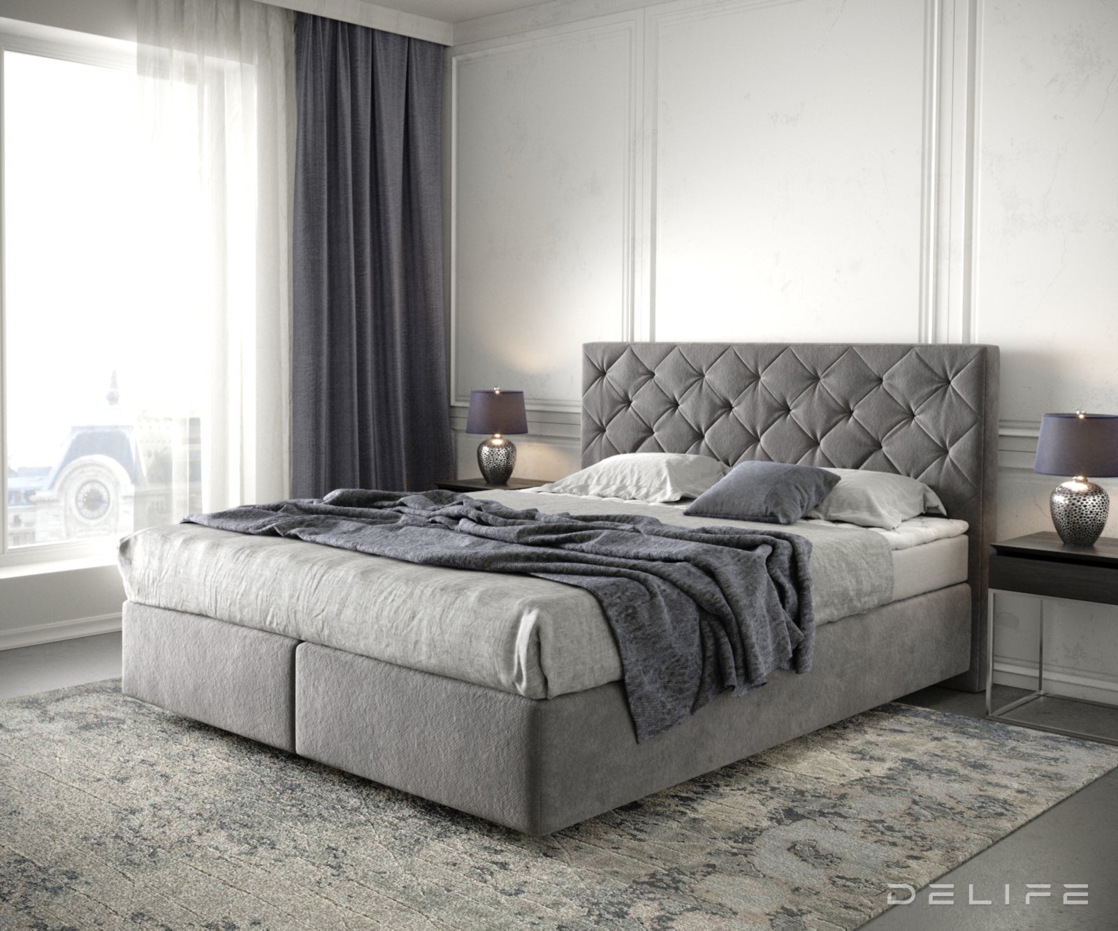 Box spring krevet Dream-Great s madracem i nadmadracem, Materijal: Mikrofibra