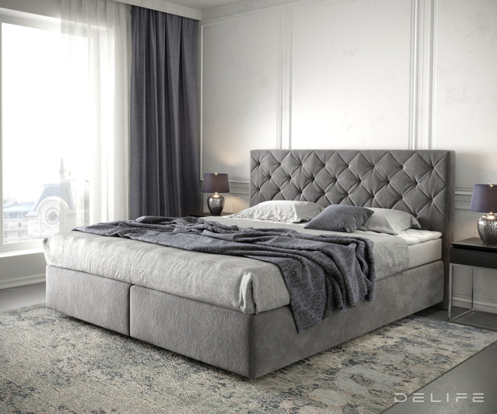 Box spring krevet Dream-Great s madracem i nadmadracem, Materijal: Mikrofibra