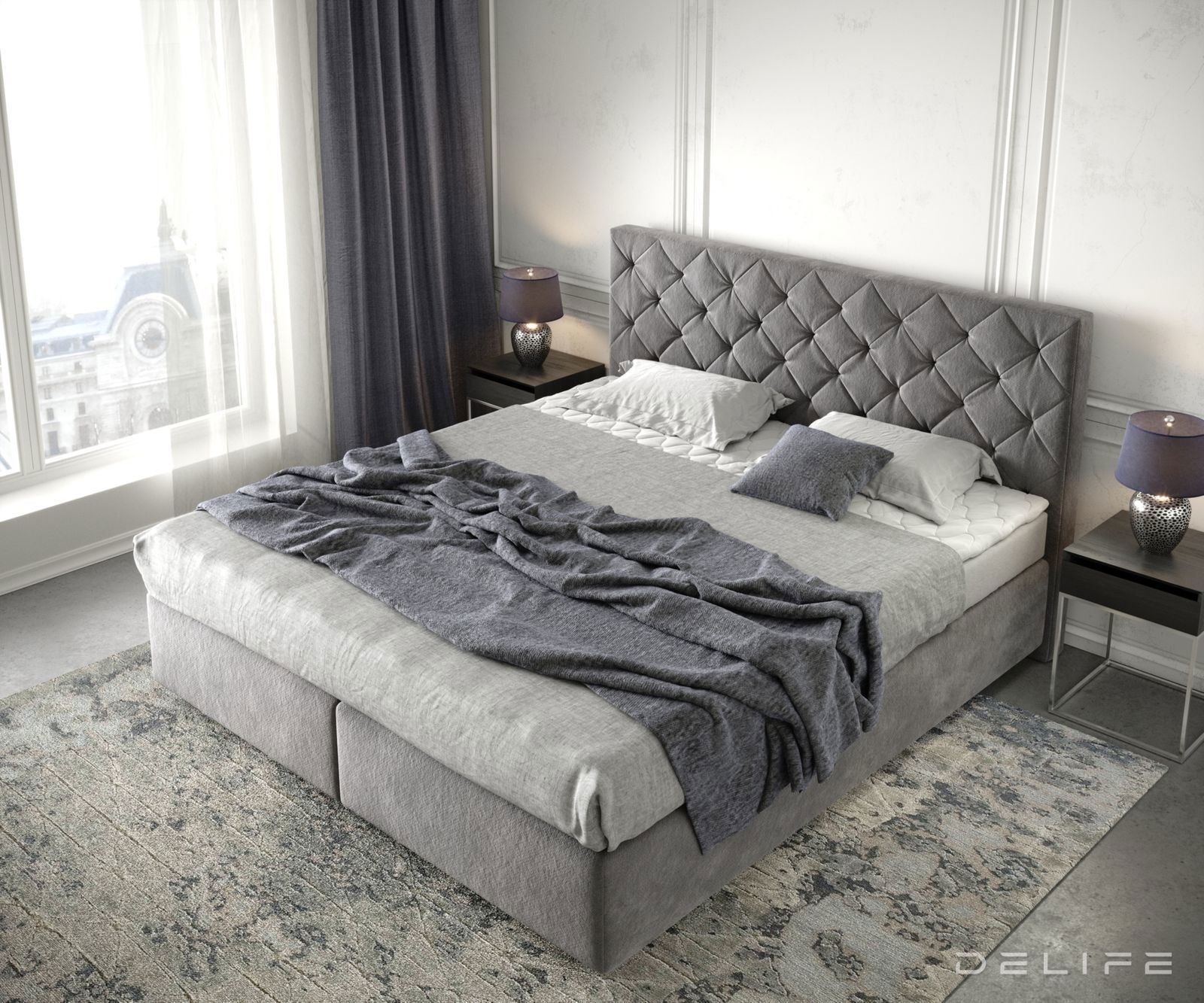 Box spring krevet Dream-Great s madracem i nadmadracem, Materijal: Mikrofibra