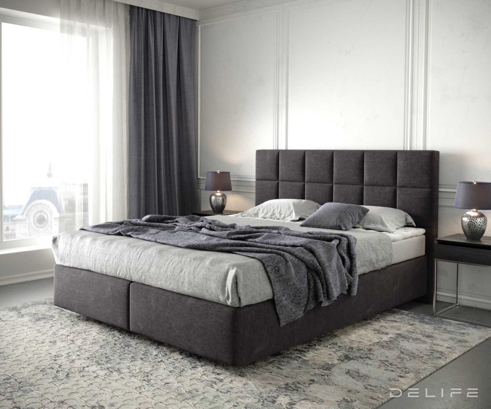 Box spring krevet Dream-Fine s madracem i nadmadracem, Materijal: Mikrofibra