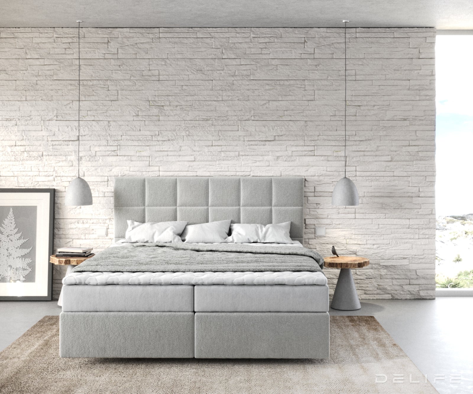 Box spring krevet Dream-Fine s madracem i nadmadracem, Materijal: Mikrofibra