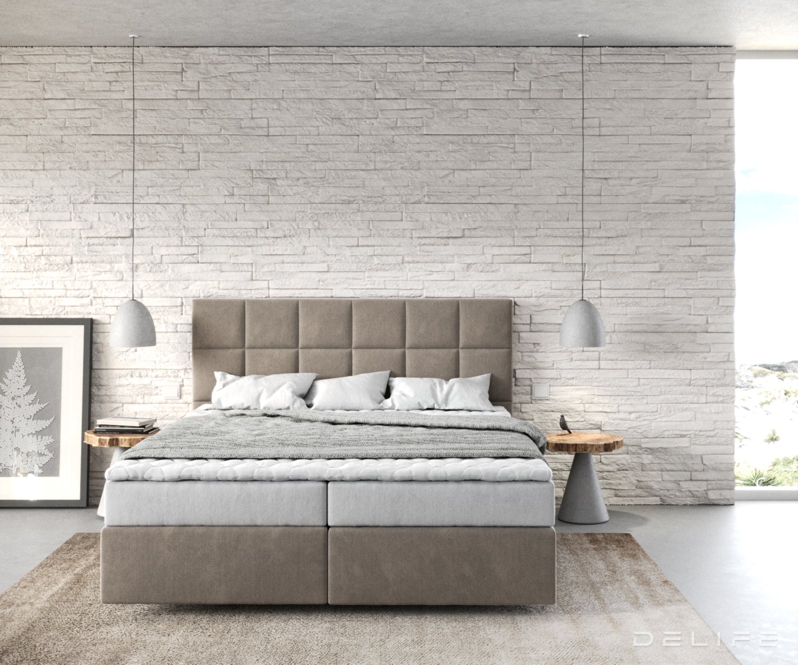 Box spring krevet Dream-Fine s madracem i nadmadracem, Materijal: Mikrofibra