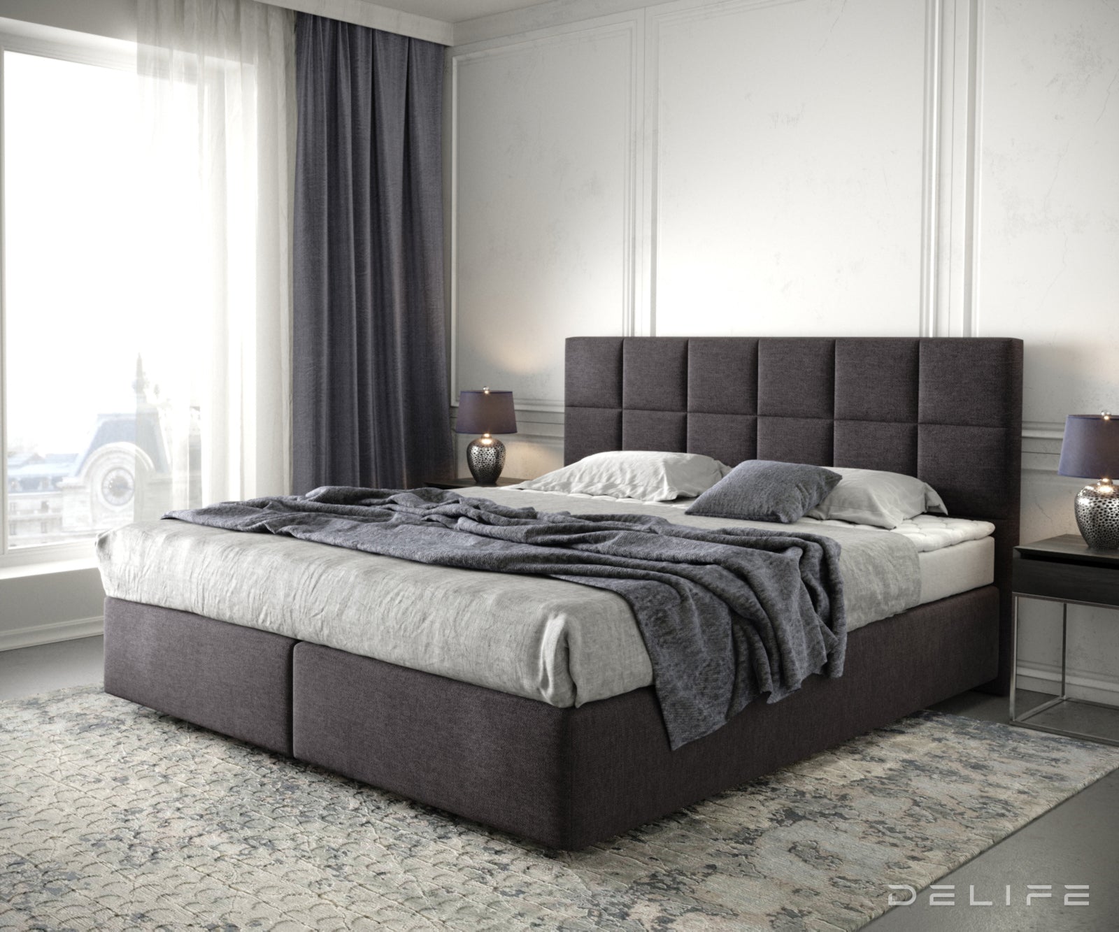Box spring krevet Dream-Fine s madracem i nadmadracem, Materijal: Mikrofibra