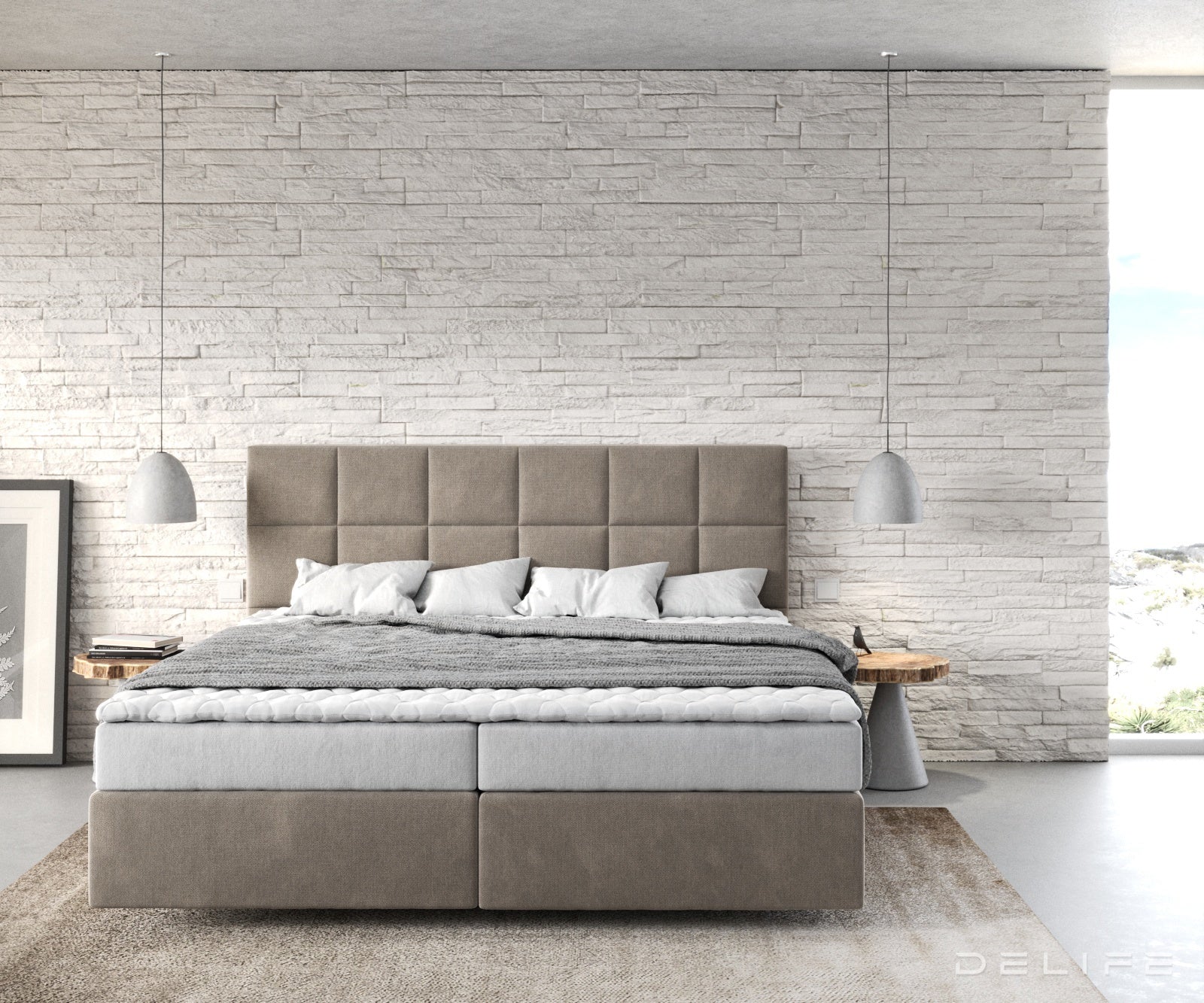 Box spring krevet Dream-Fine s madracem i nadmadracem, Materijal: Mikrofibra
