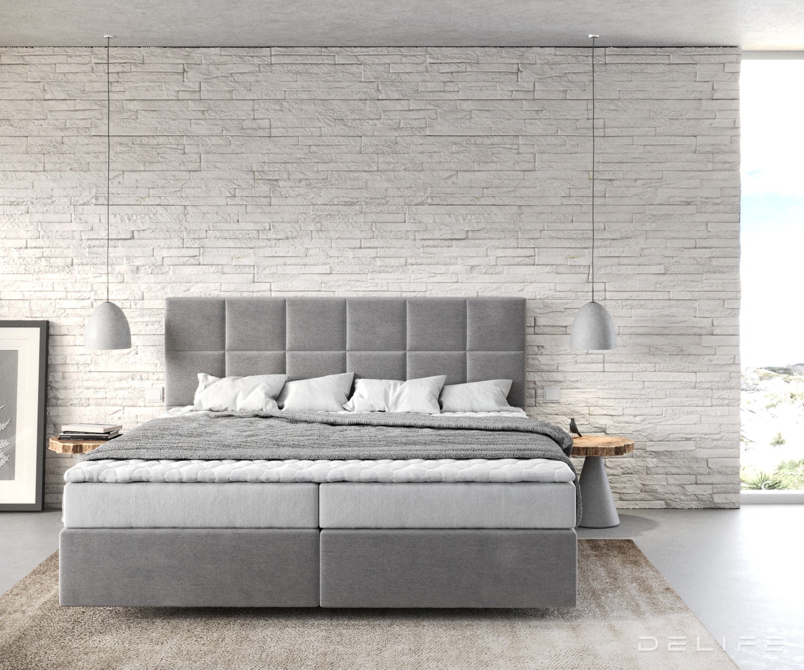 Box spring krevet Dream-Fine s madracem i nadmadracem, Materijal: Mikrofibra