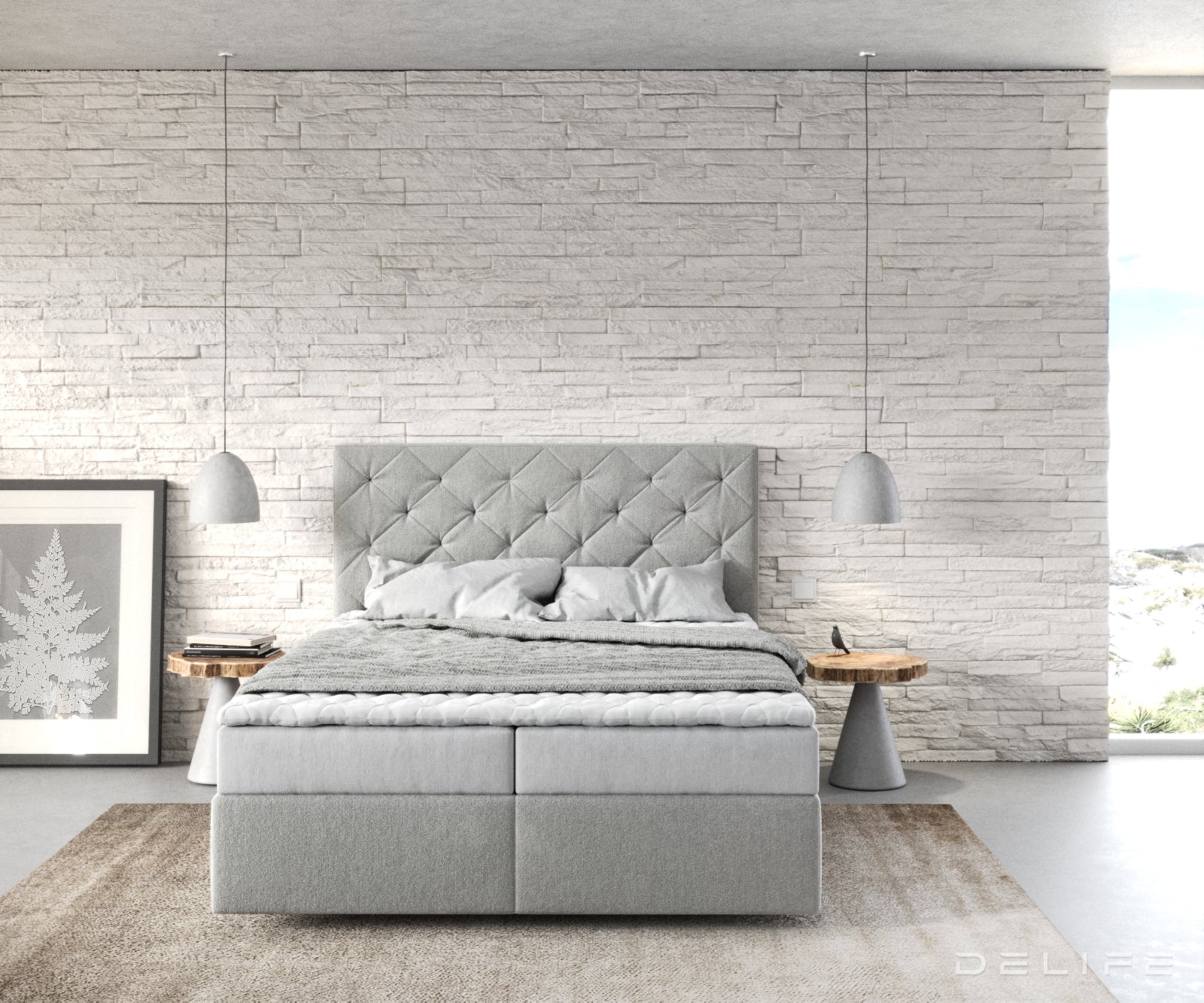 Box spring krevet Dream-Great s madracem i nadmadracem, Materijal: Mikrofibra