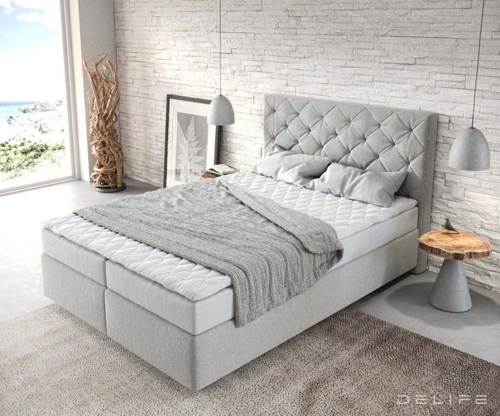 Box spring krevet Dream-Great s madracem i nadmadracem, Materijal: Mikrofibra