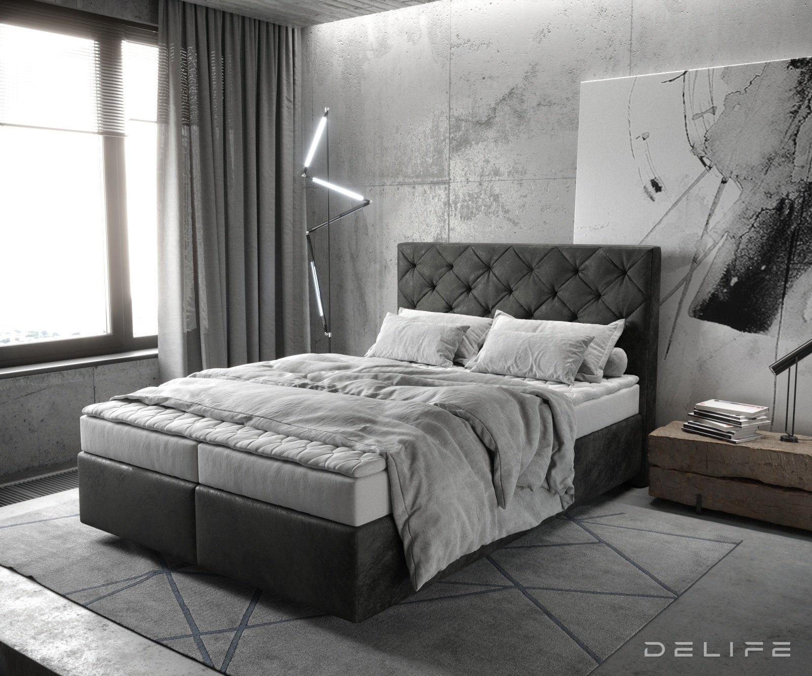 Box spring krevet Dream-Great s madracem i nadmadracem, Materijal: Mikrofibra