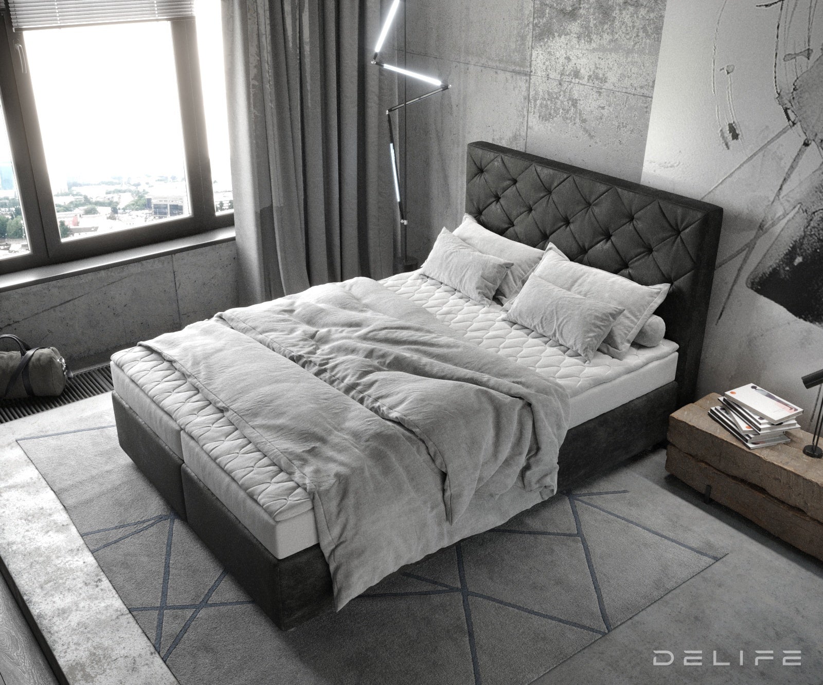 Box spring krevet Dream-Great s madracem i nadmadracem, Materijal: Mikrofibra