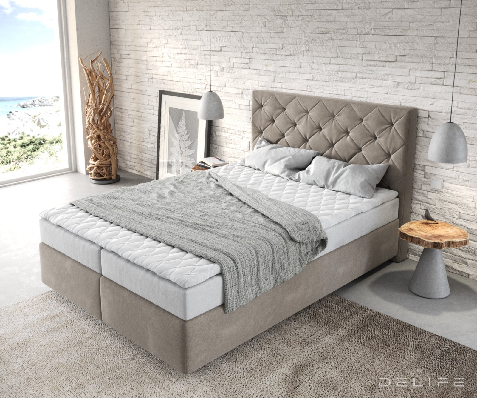 Box spring krevet Dream-Great s madracem i nadmadracem, Materijal: Mikrofibra